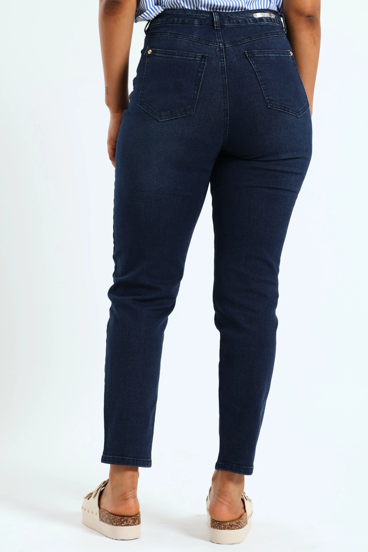 Double Coin Pocket Comfort Stretch Mom Jean - Ink - Image 4