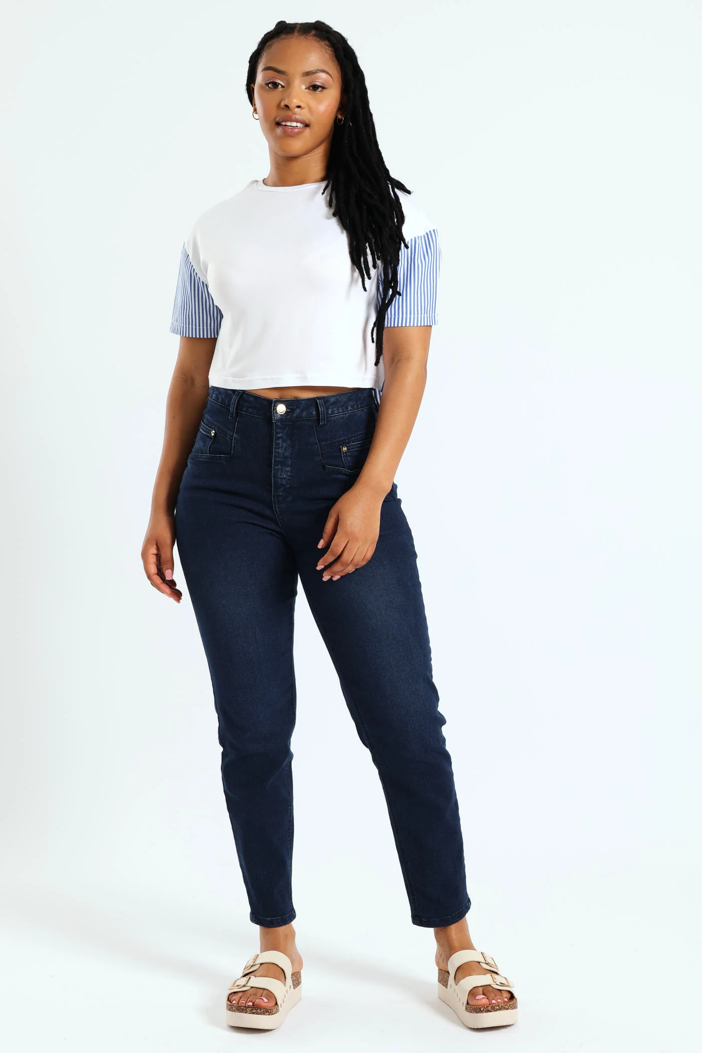 Double Coin Pocket Comfort Stretch Mom Jean - Ink - Image 9