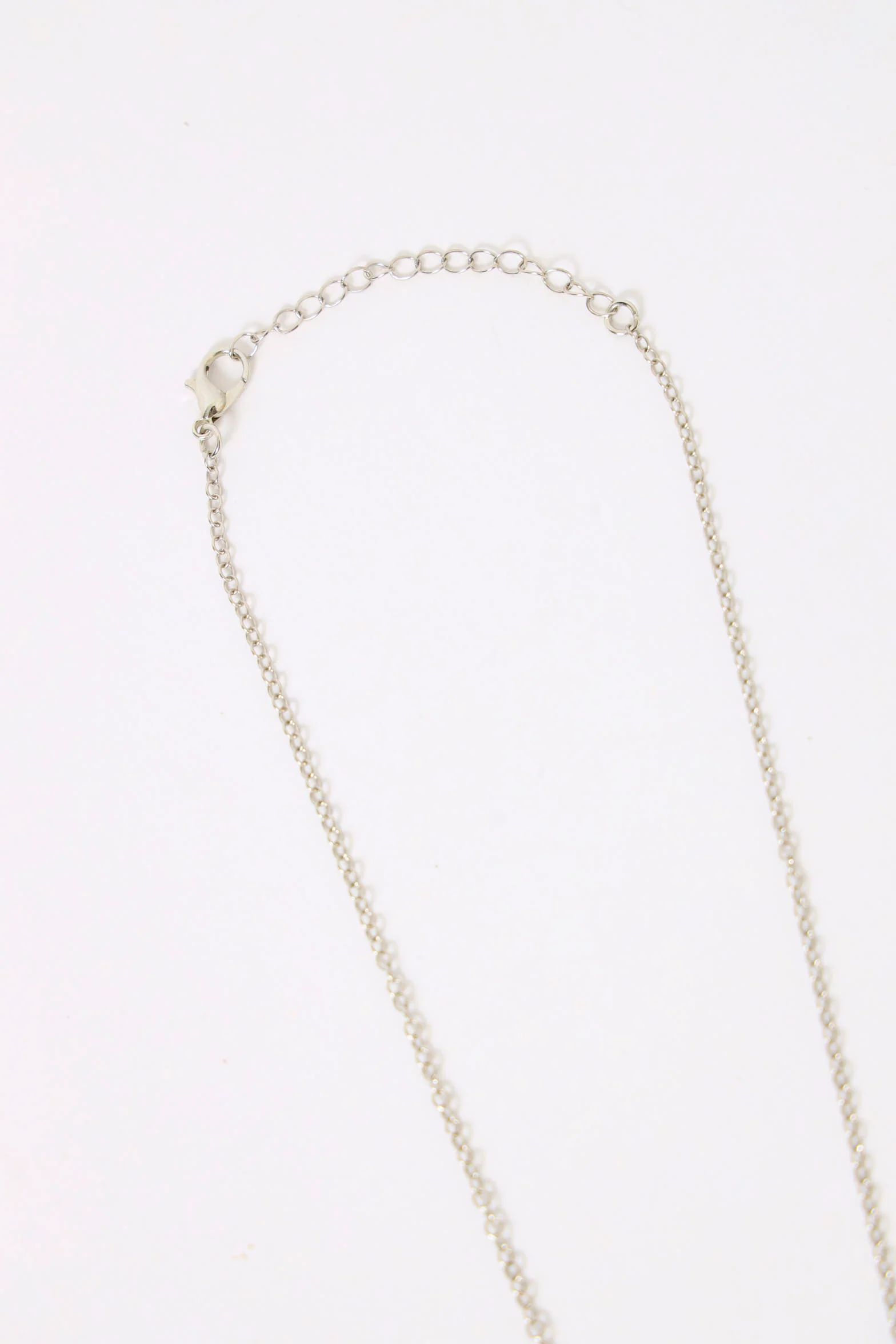 Double Diamante & Epoxy Butterfly Necklace - Silver - Image 3