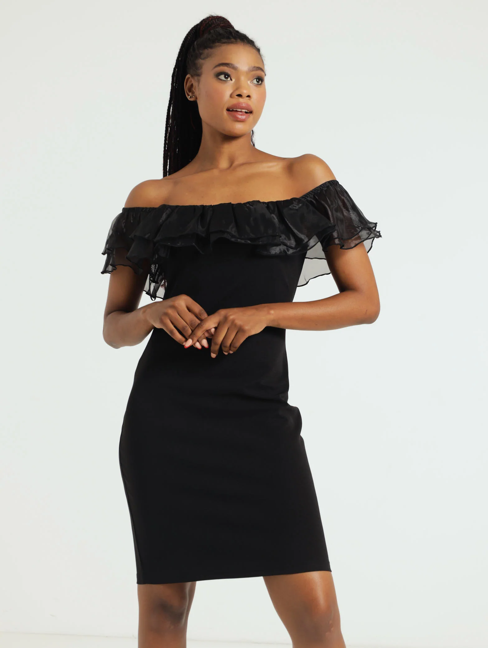 Double Frill Mini Dress - Black