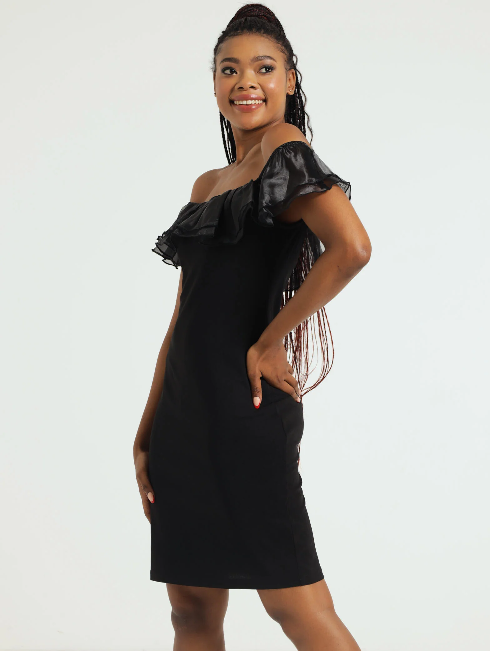 Double Frill Mini Dress - Black - Image 2