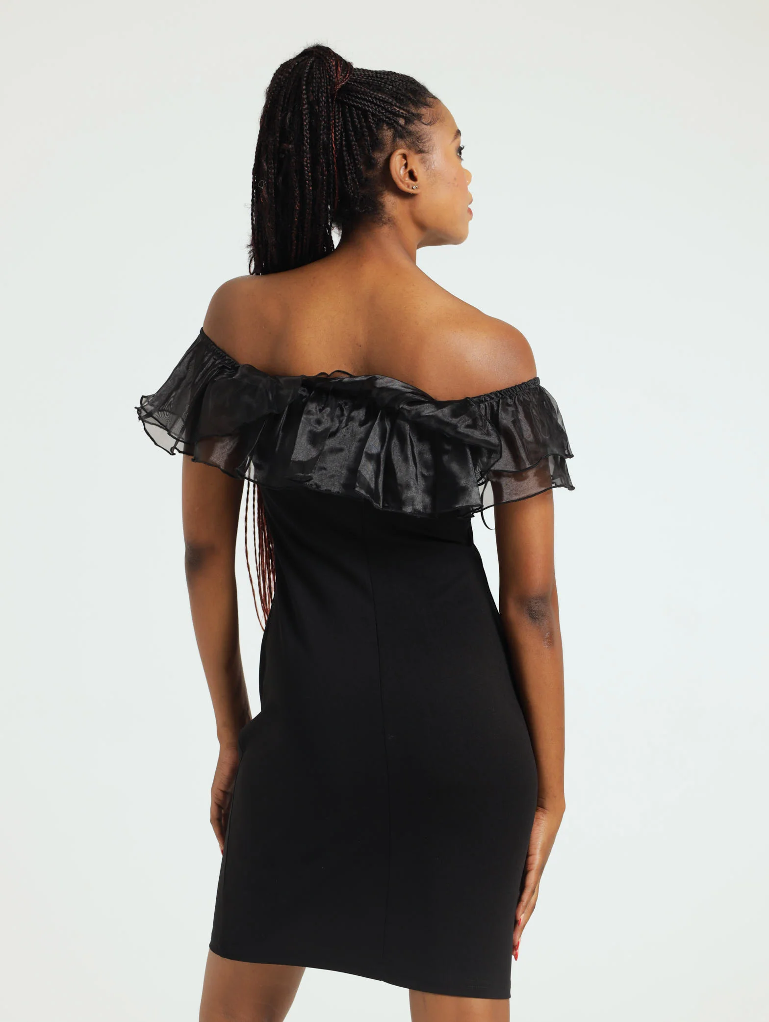Double Frill Mini Dress - Black - Image 3