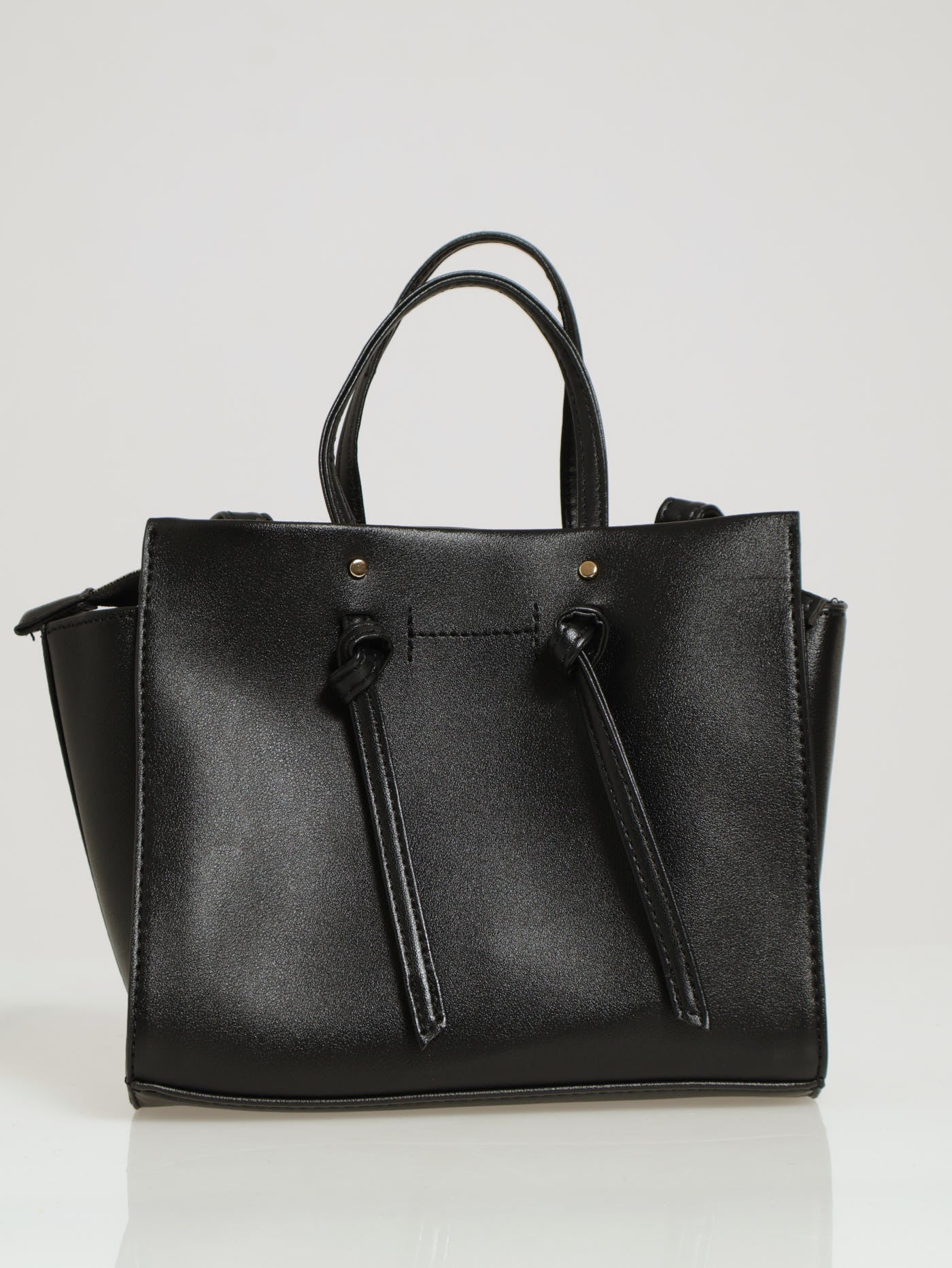 Double Front Knot Tote Bag - Black
