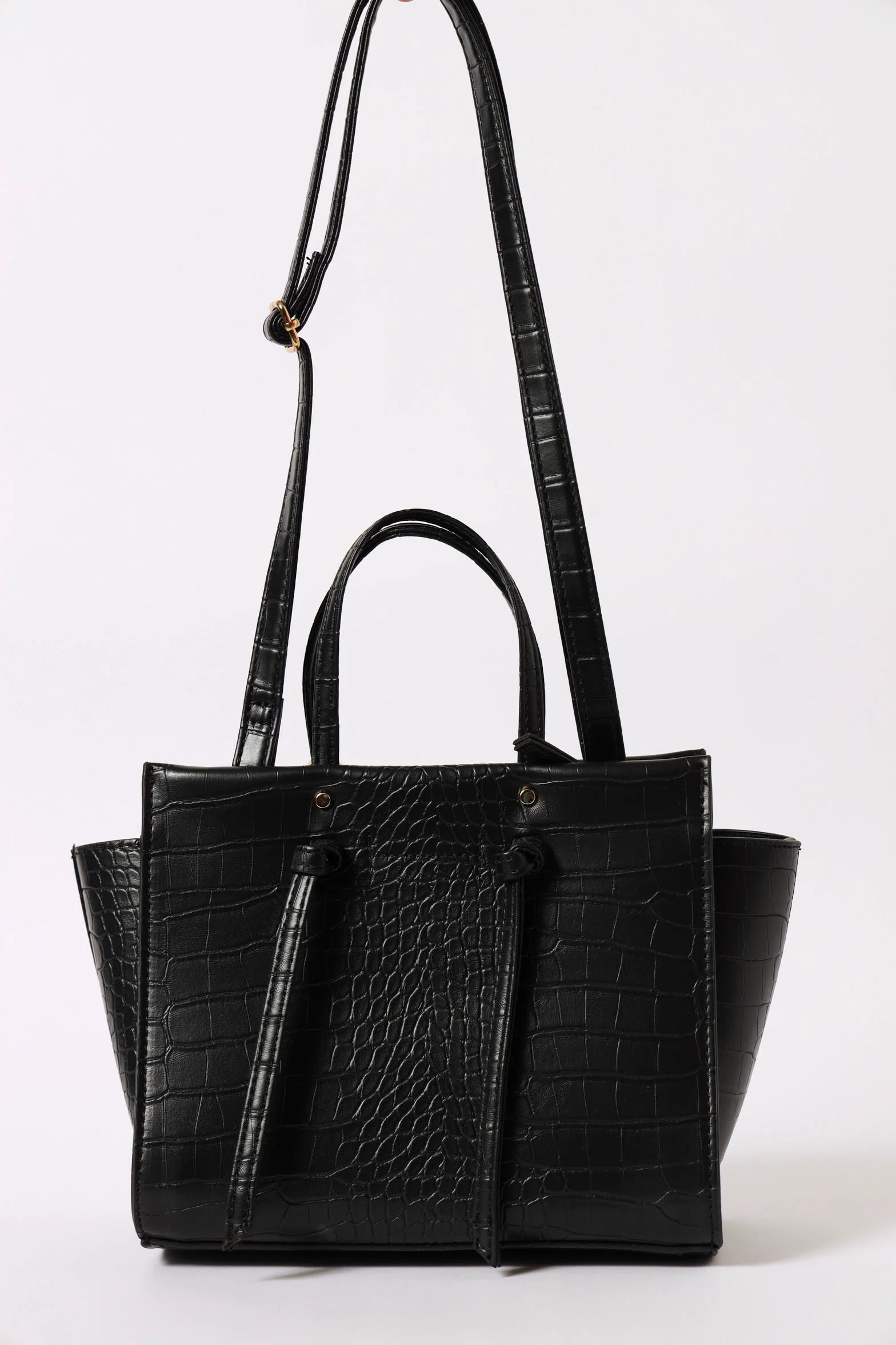 Double Front Knot Tote Bag With Heart Charm - Blackmail - Image 4