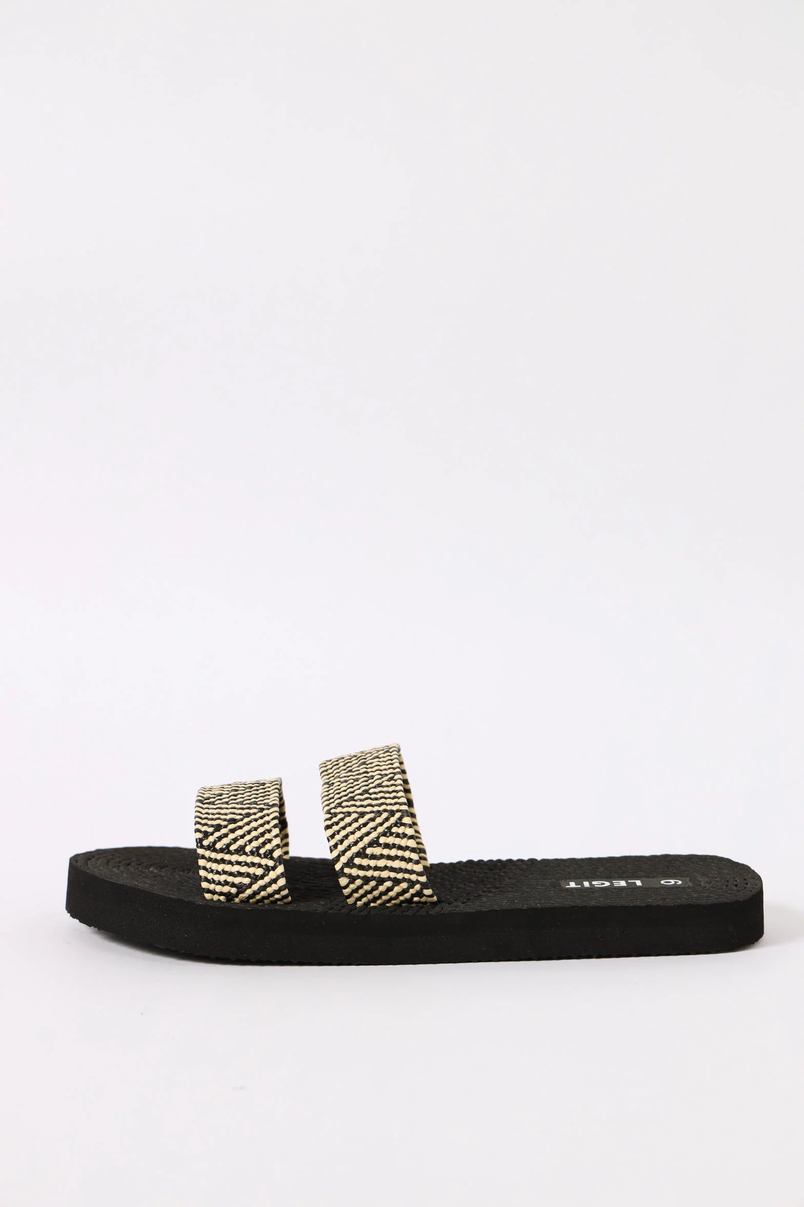 Double Geometric Striped  Strap Sandal  - Black/White - Image 3