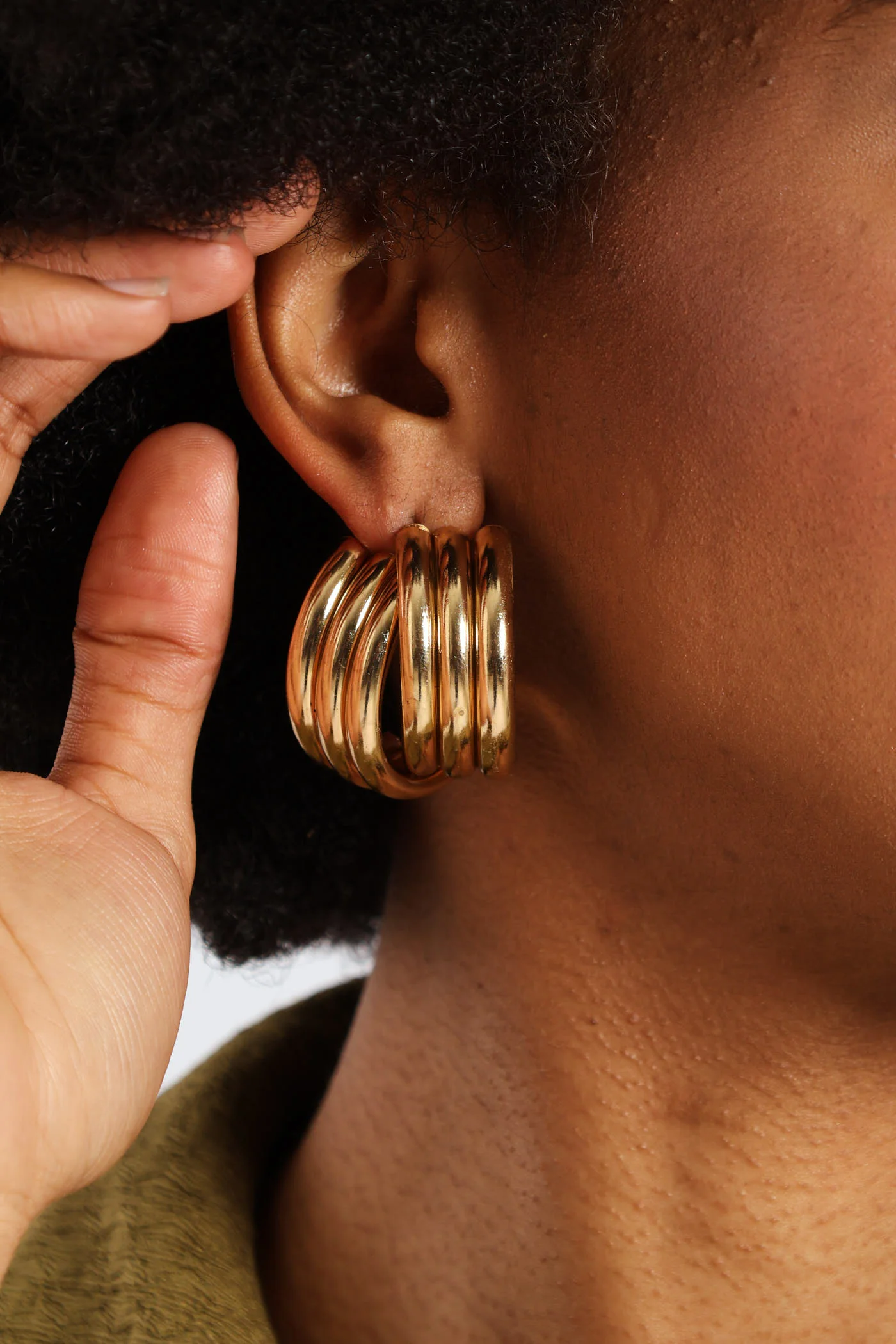 Double Layered Statement Earrings - Gold - Image 2