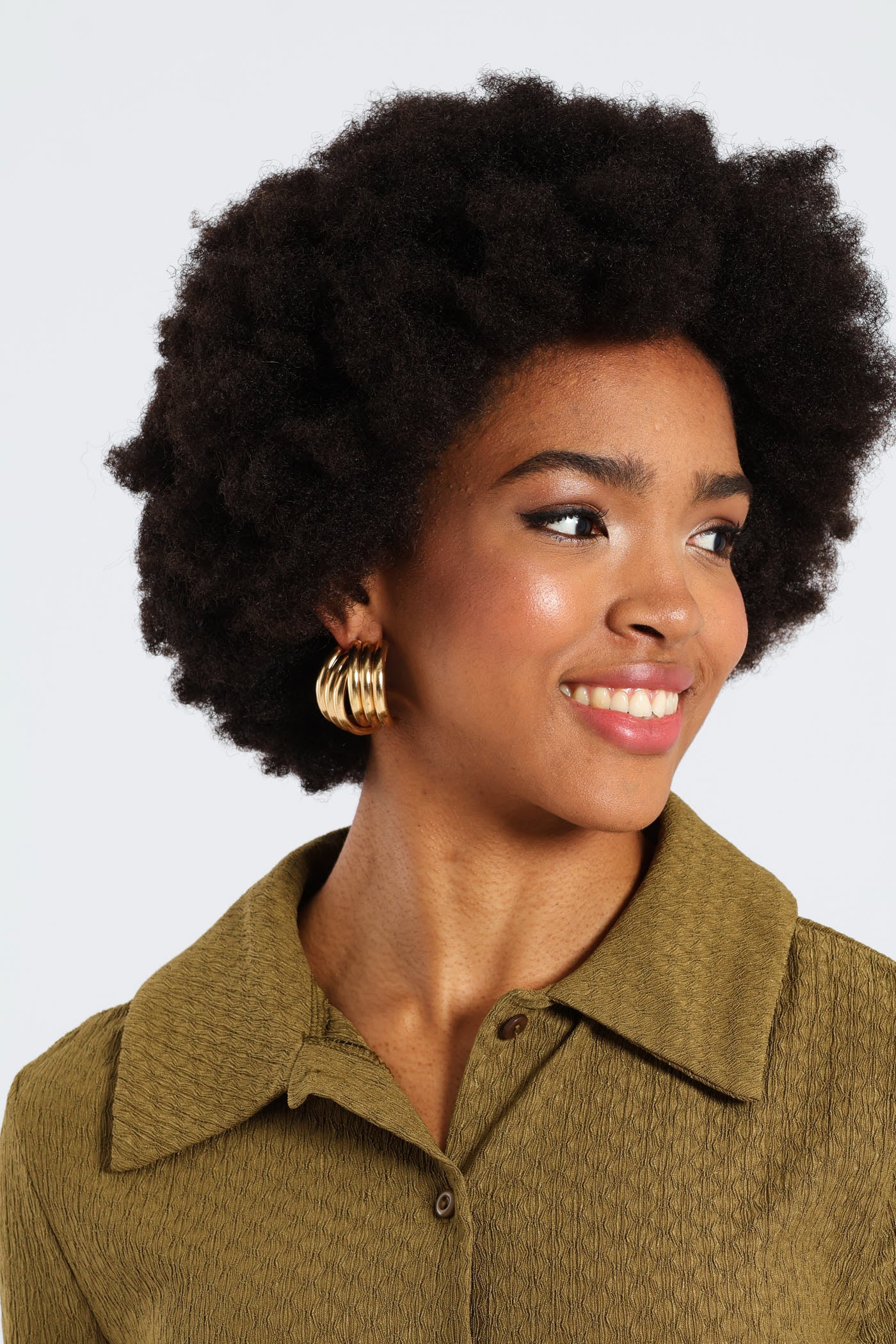 Double Layered Statement Earrings - Gold - Image 3