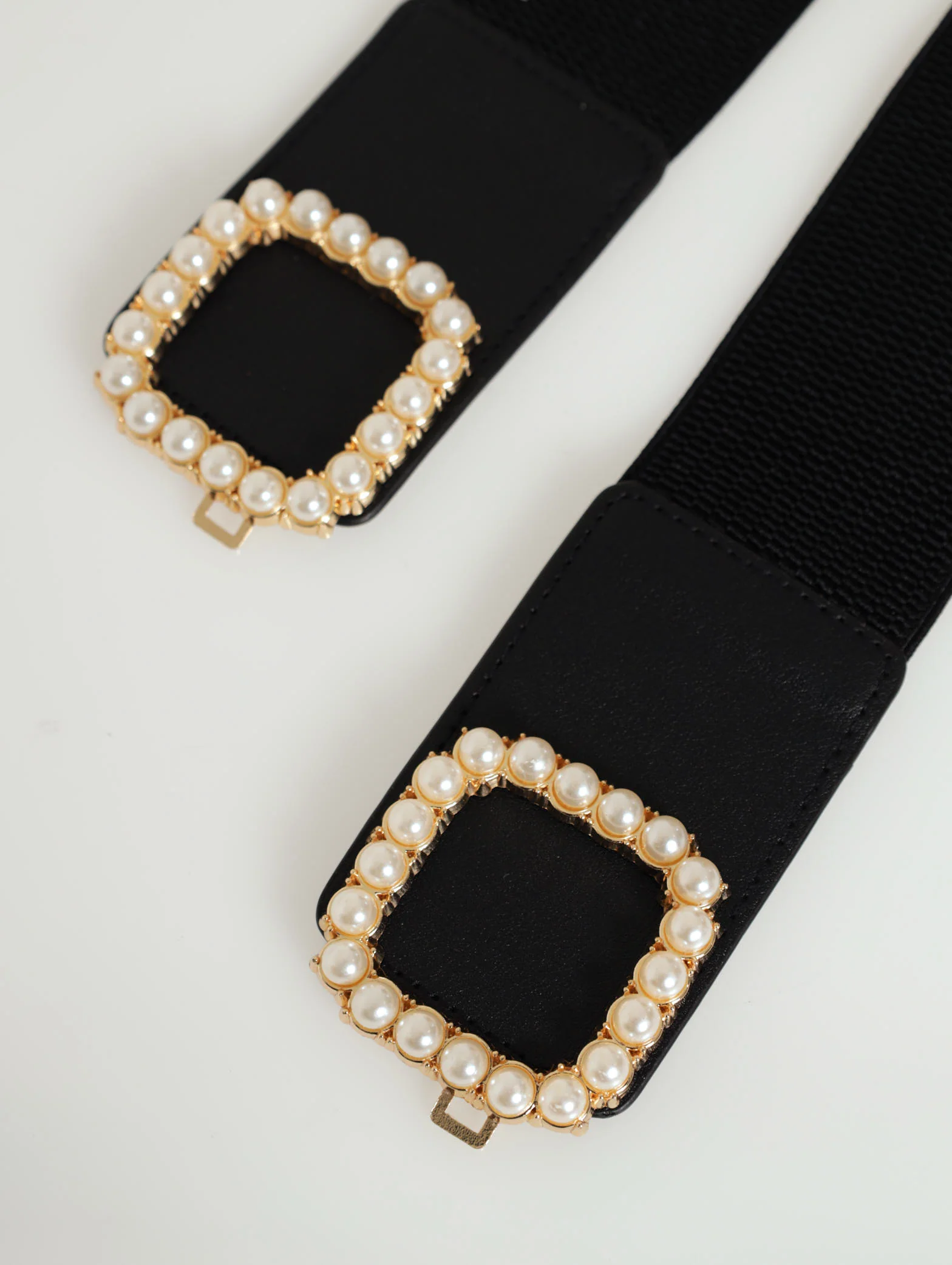 Double Pearl Buckle Waisted Belt