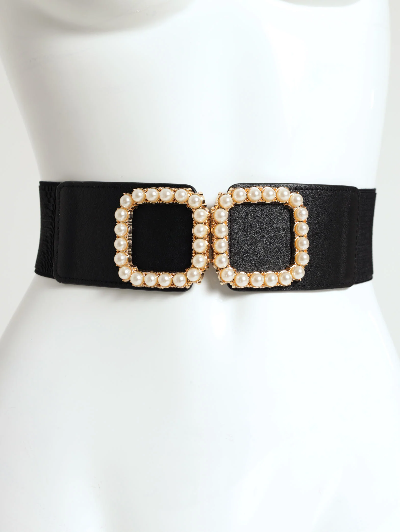 Double Pearl Buckle Waisted Belt - Image 2