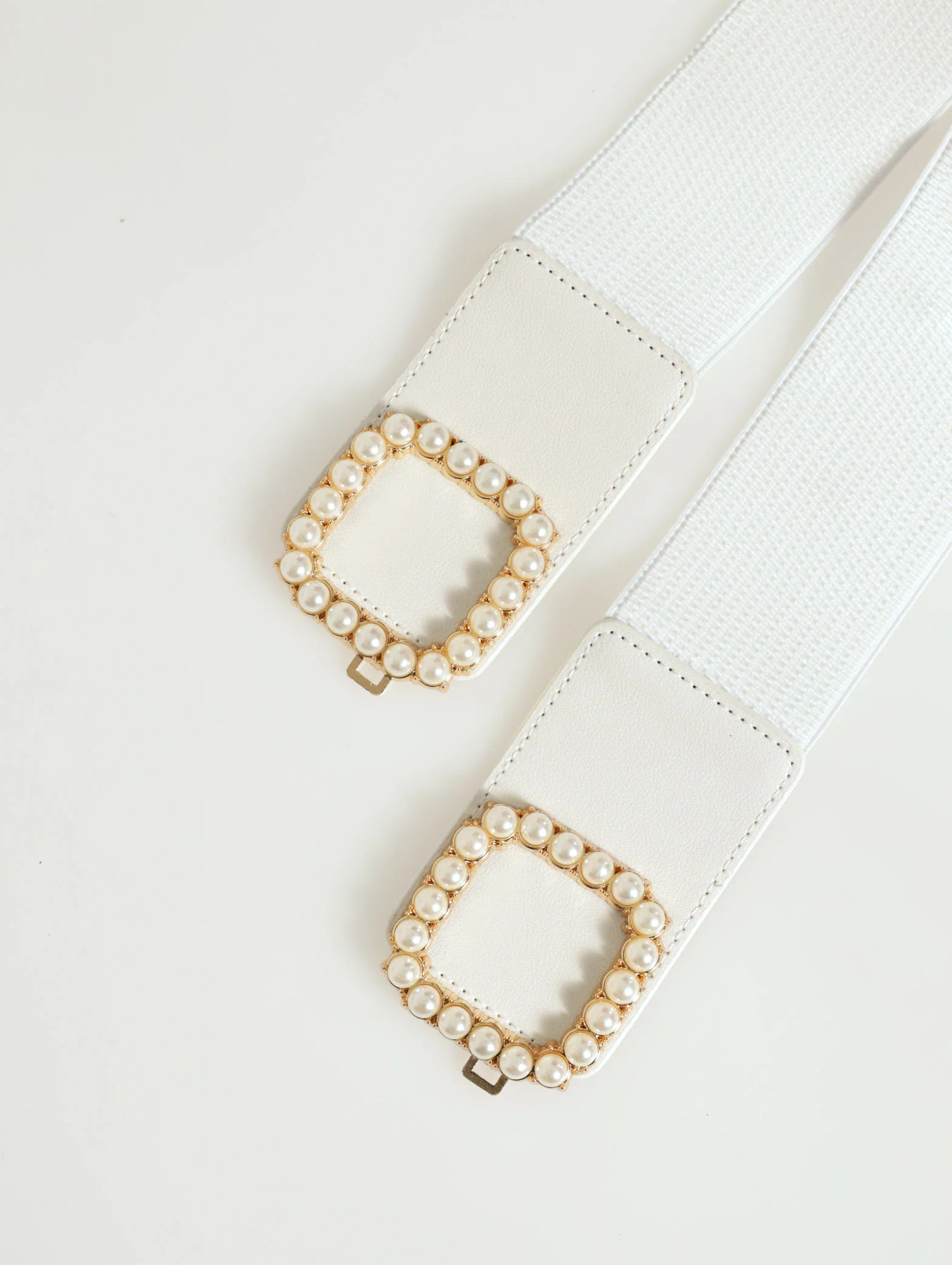 Double Pearl Buckle Waisted Belt