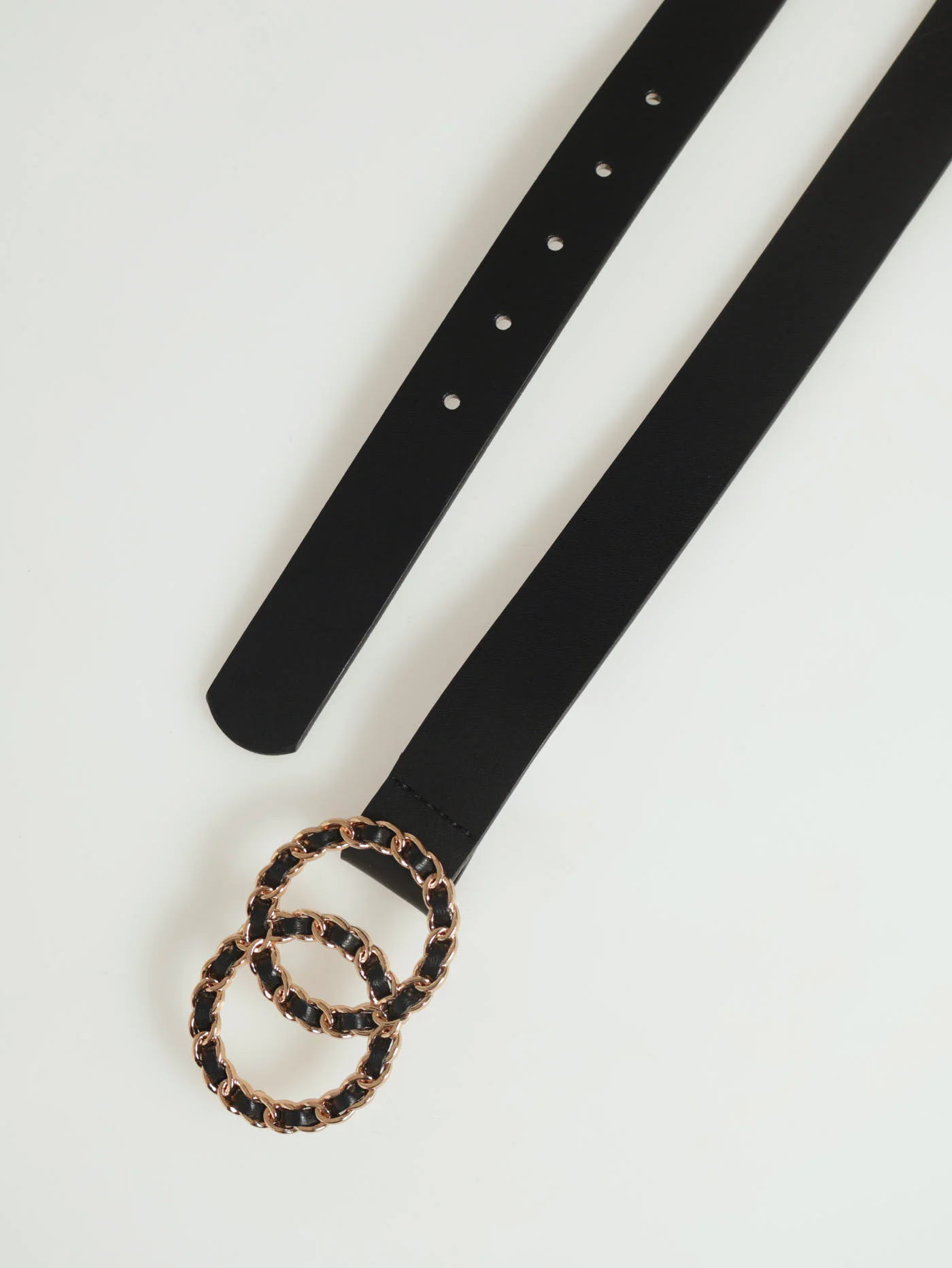 Double Round Twisted Buckle Belt - Black - Image 2