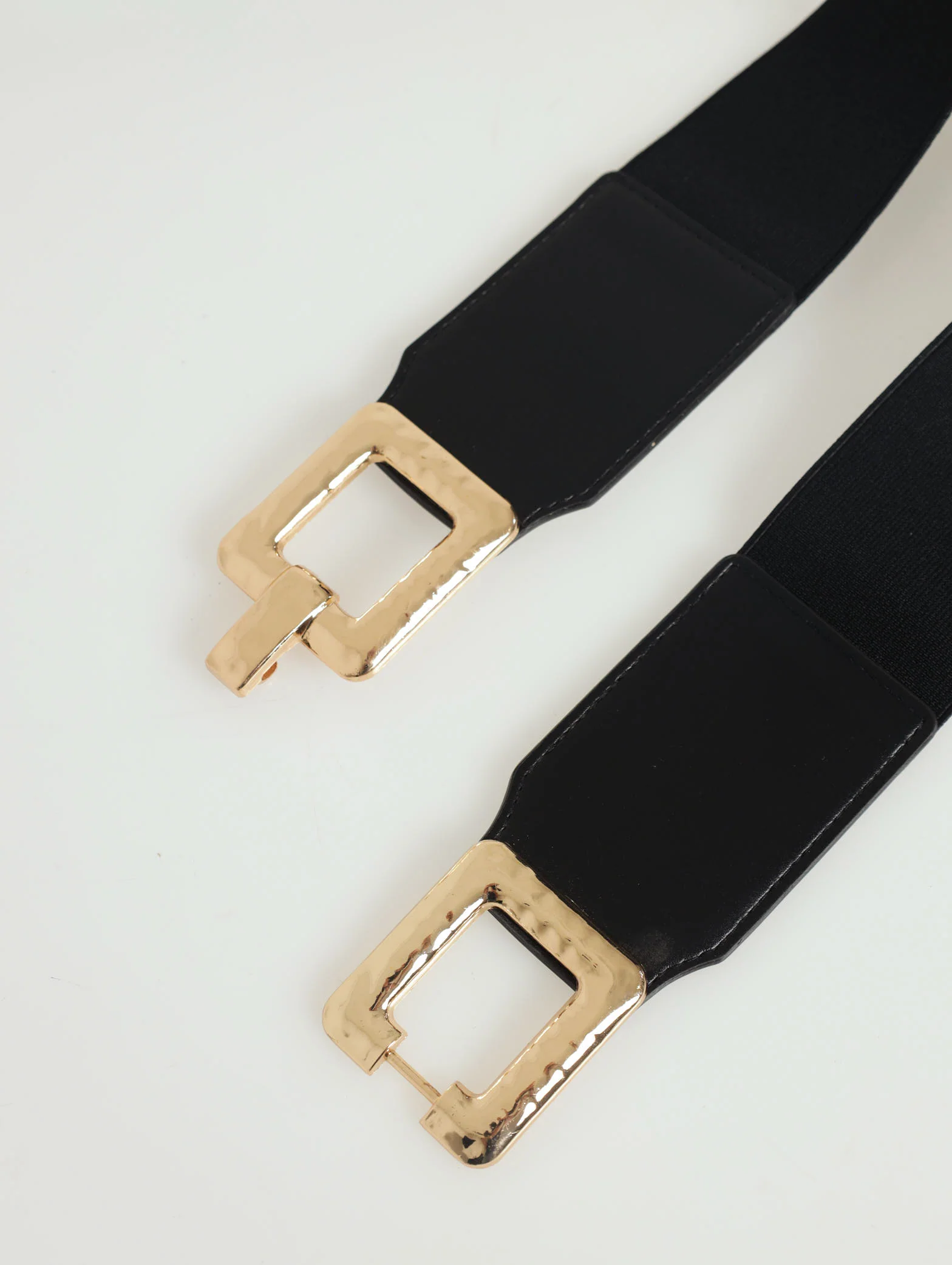 Double Square Buckle Waisted Belt - Black - Image 2
