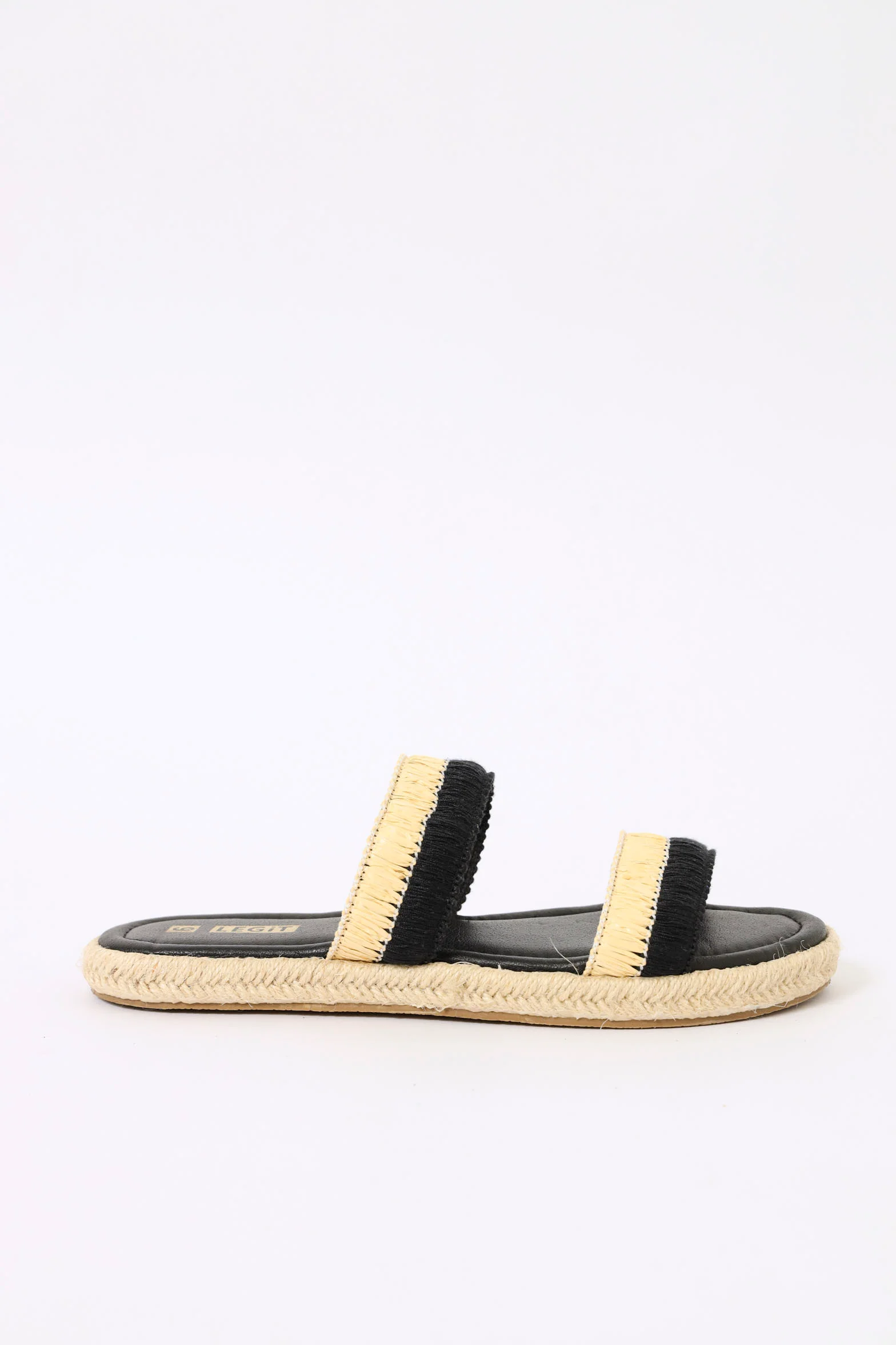 Double Strap Contrast Espadrille Sandal - Black - Image 3