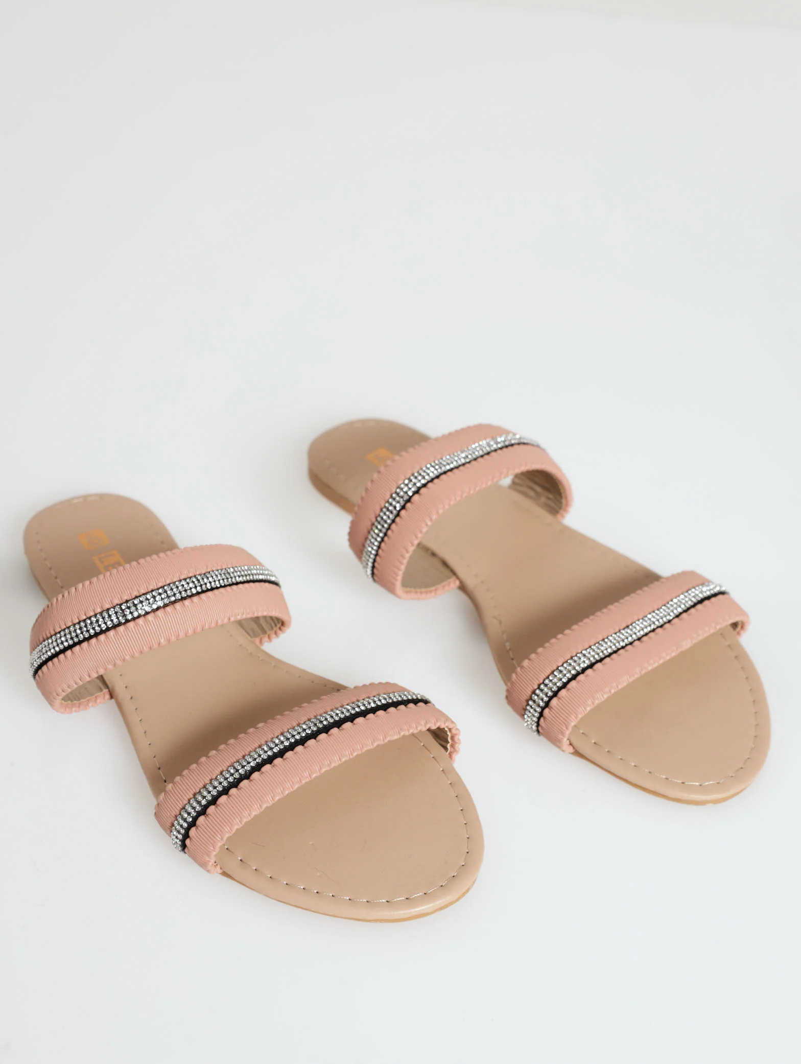 Double Strap Diamante Tube Detail Sandal