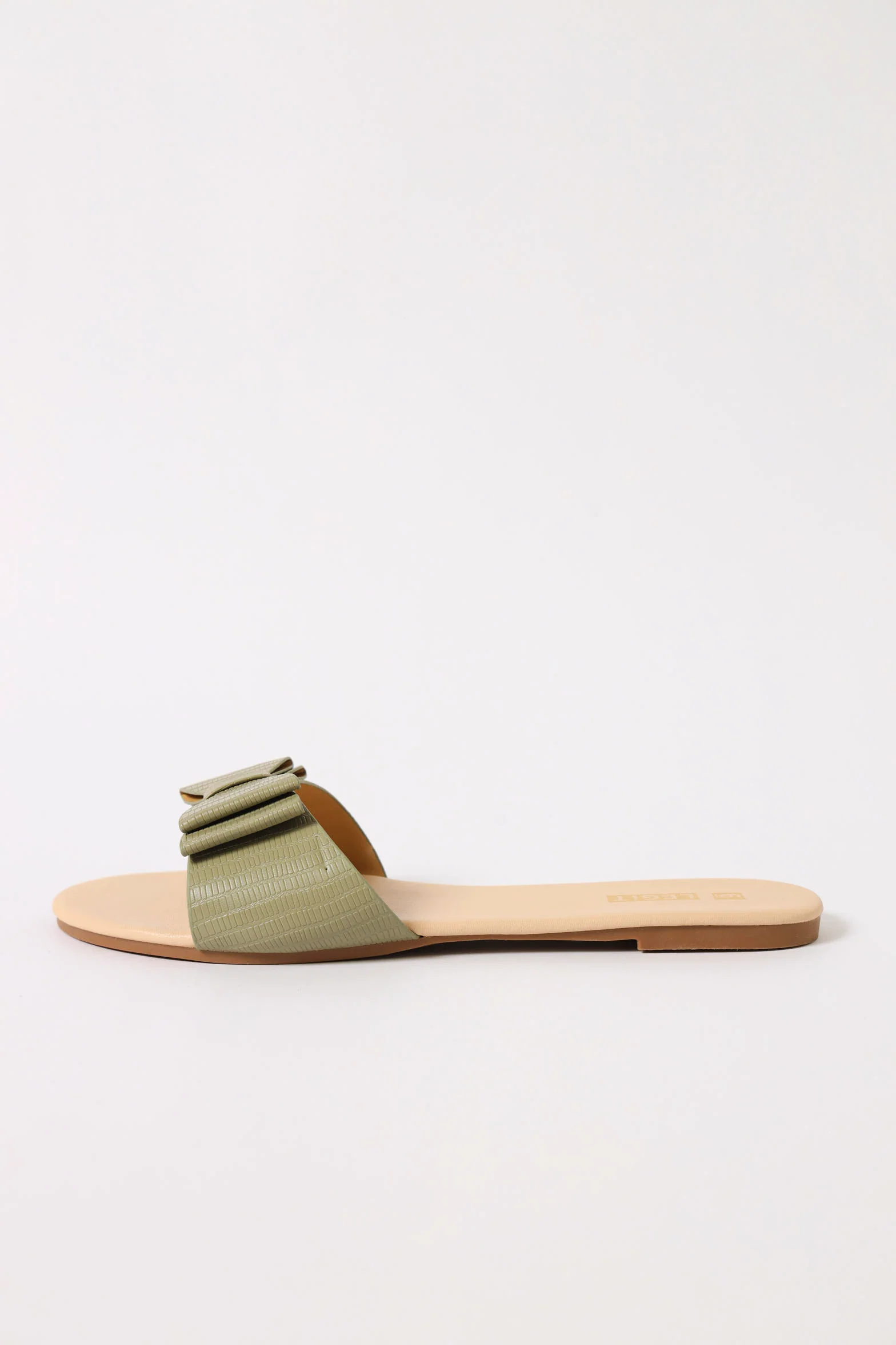 Double Strap Double Bow Flat Sandal - Fatigue