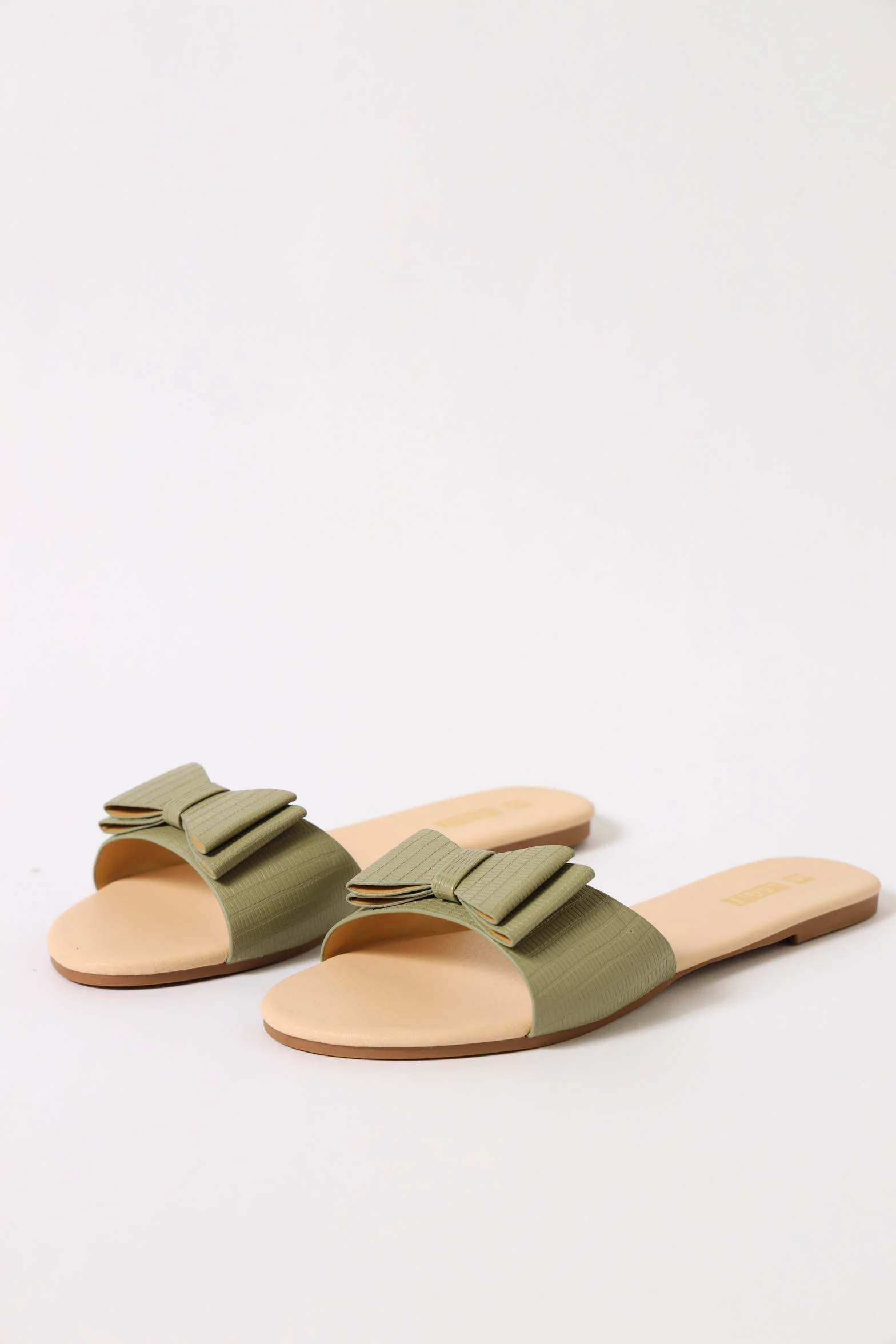 Double Strap Double Bow Flat Sandal - Fatigue - Image 2