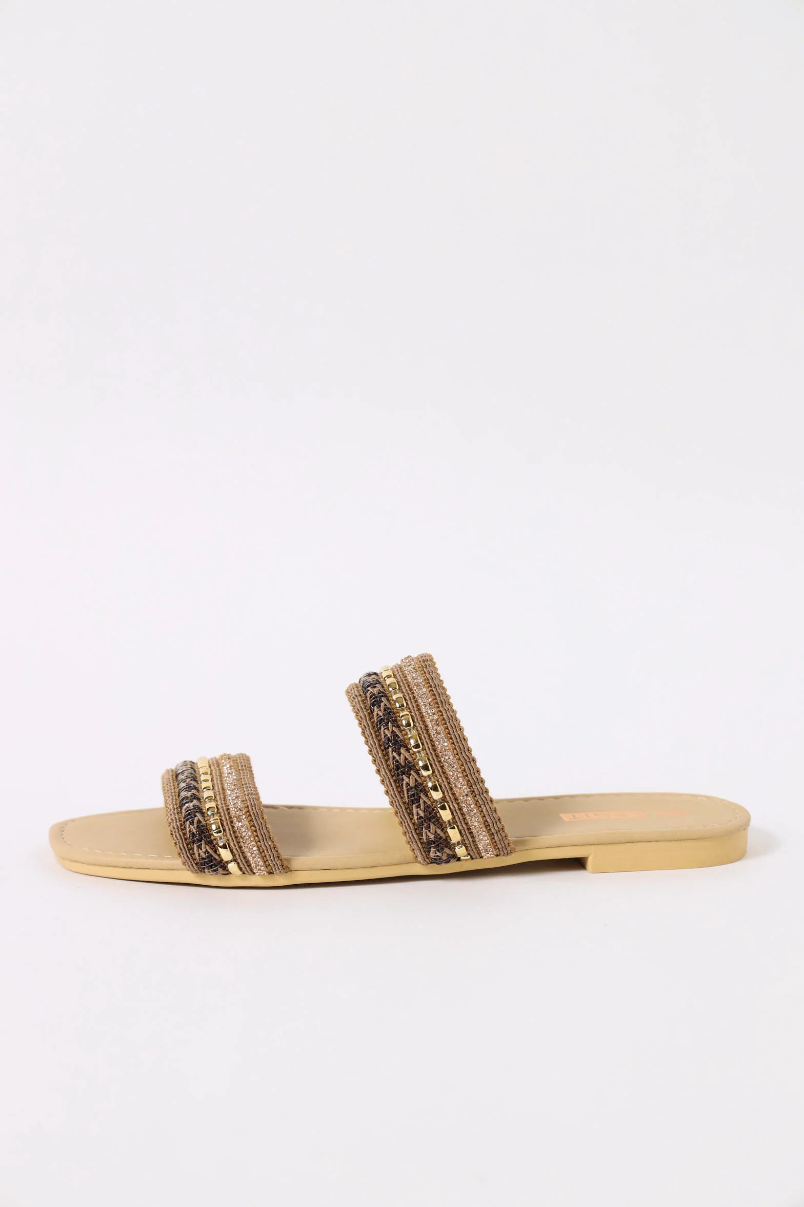 Double Strap Embellished Sandal - Bronze - Image 3