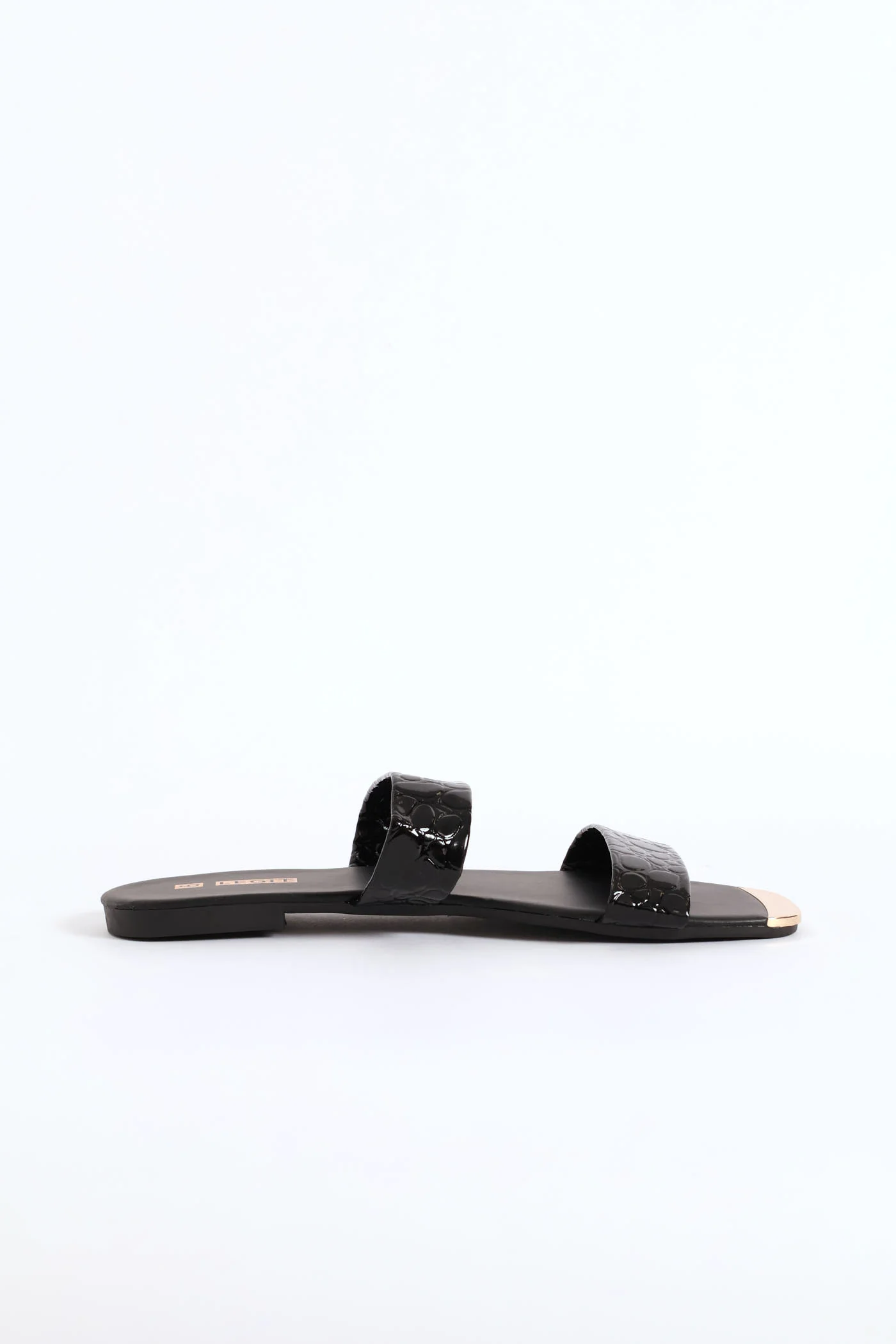 Double Strap Metal Toe Cap Sandal - Black - Image 3