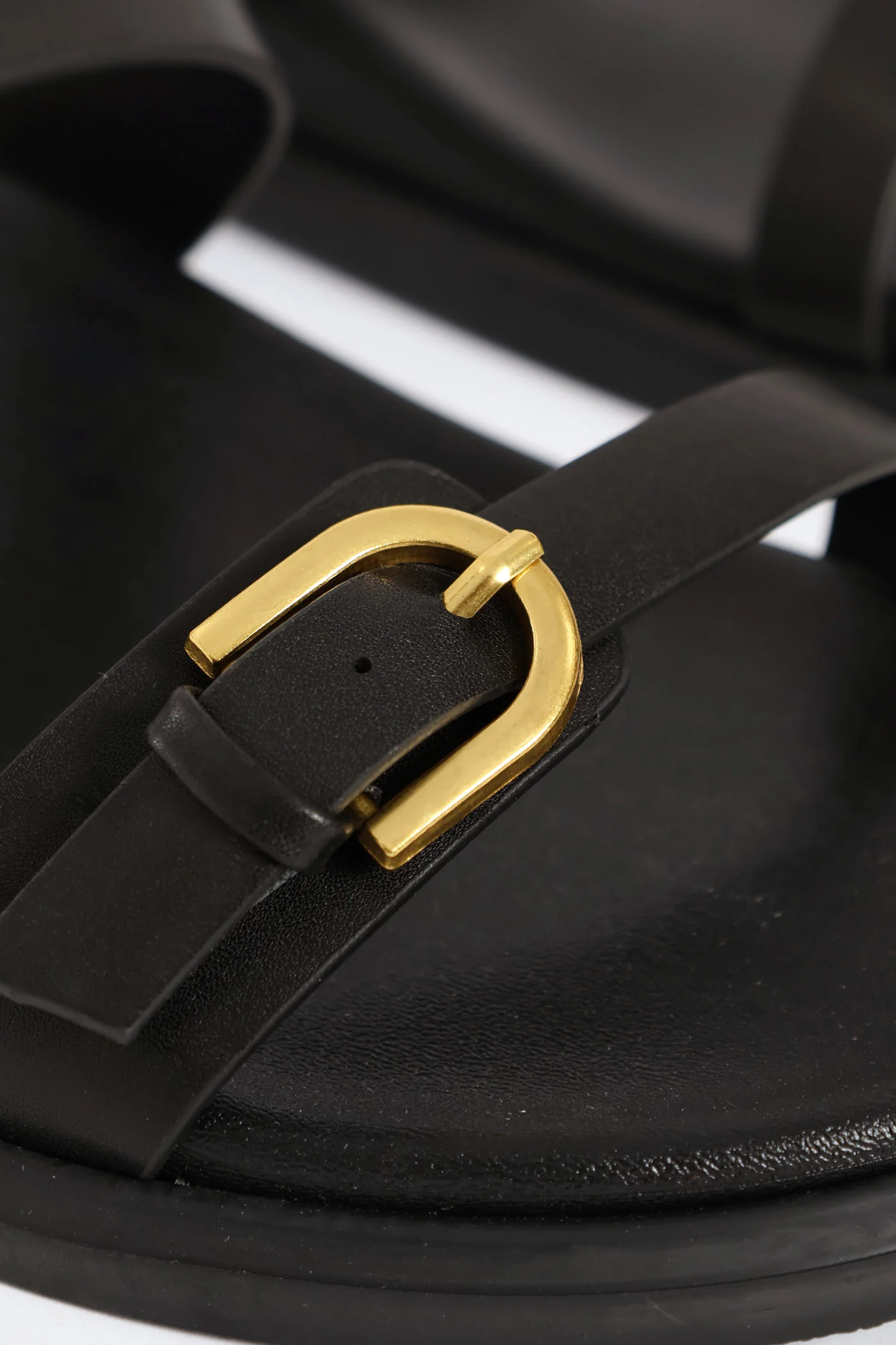 Double Strap Moulded Buckle Sandal - Black - Image 2