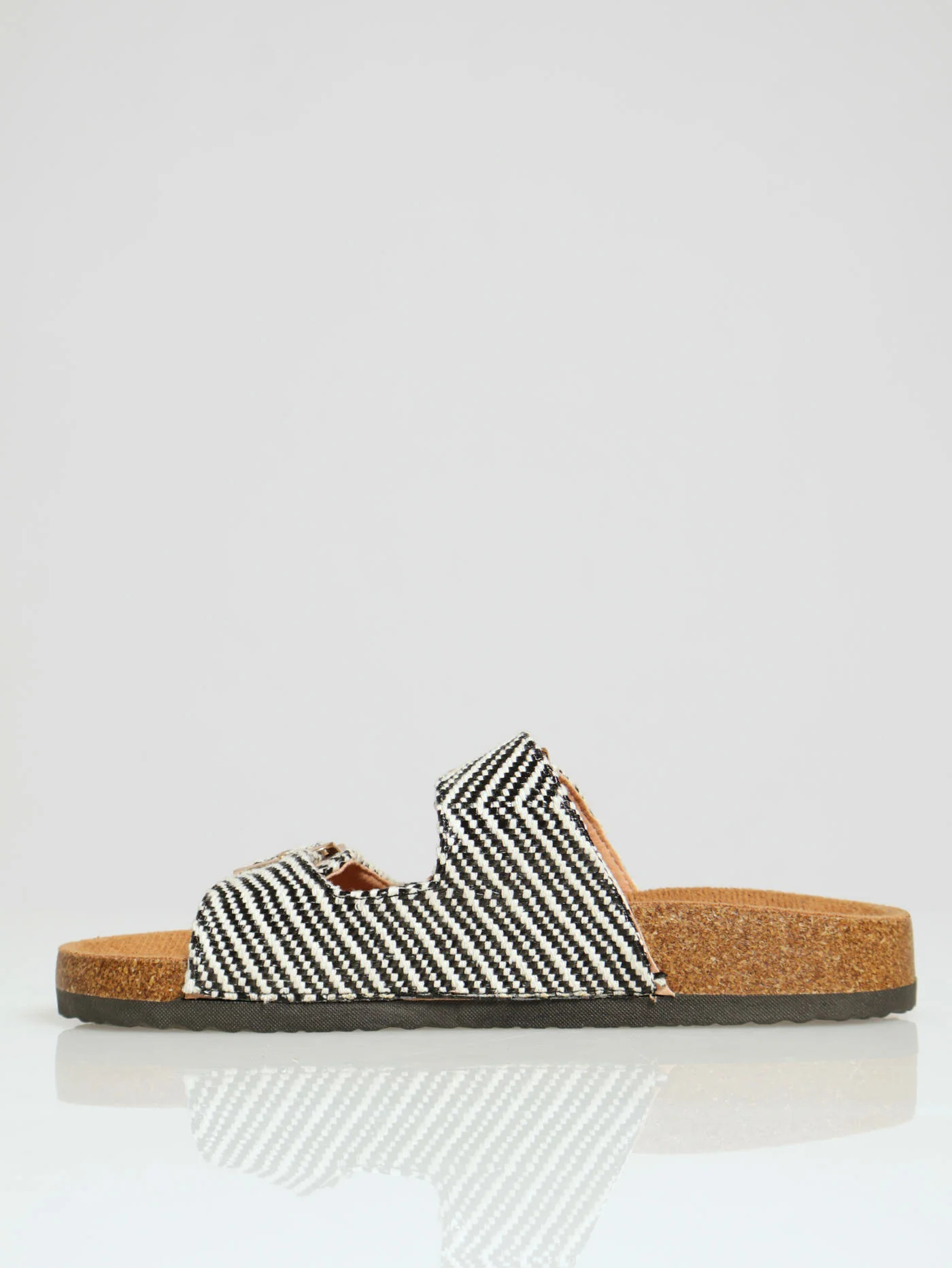 Double Strap Patterned Mule Sandal With Buckles - Image 2