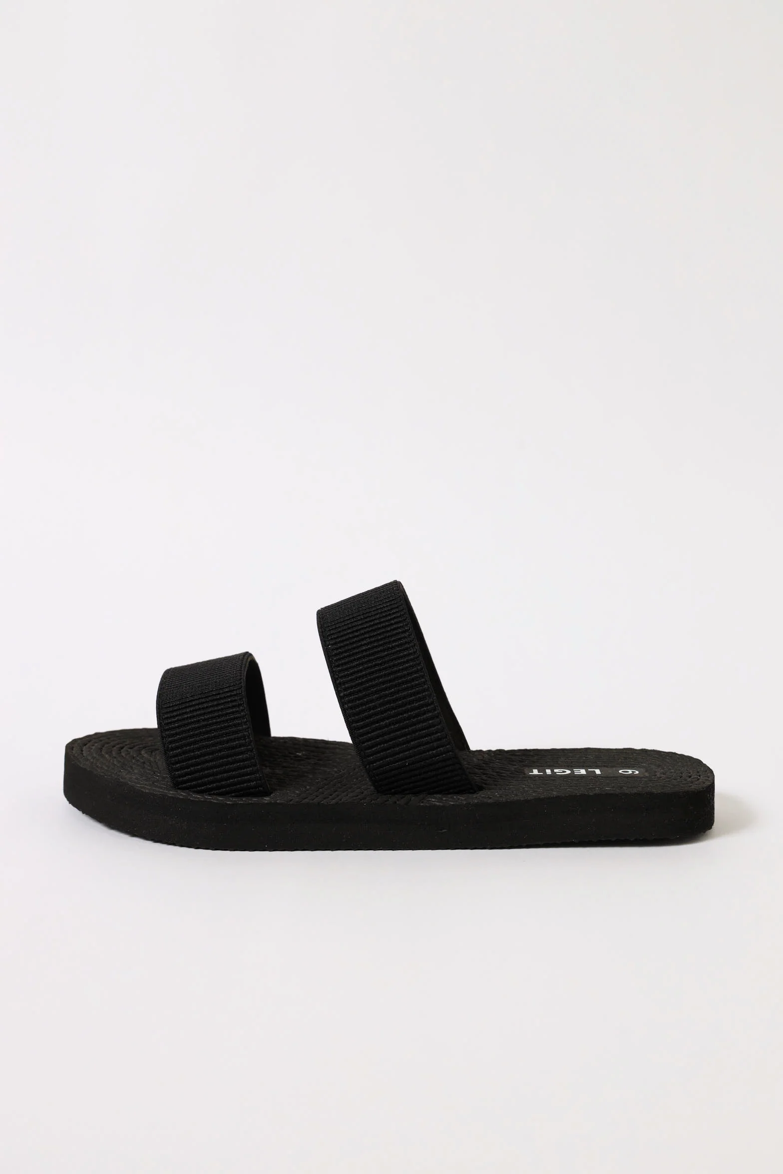 Double Strap Rope Knit Sandal - Black