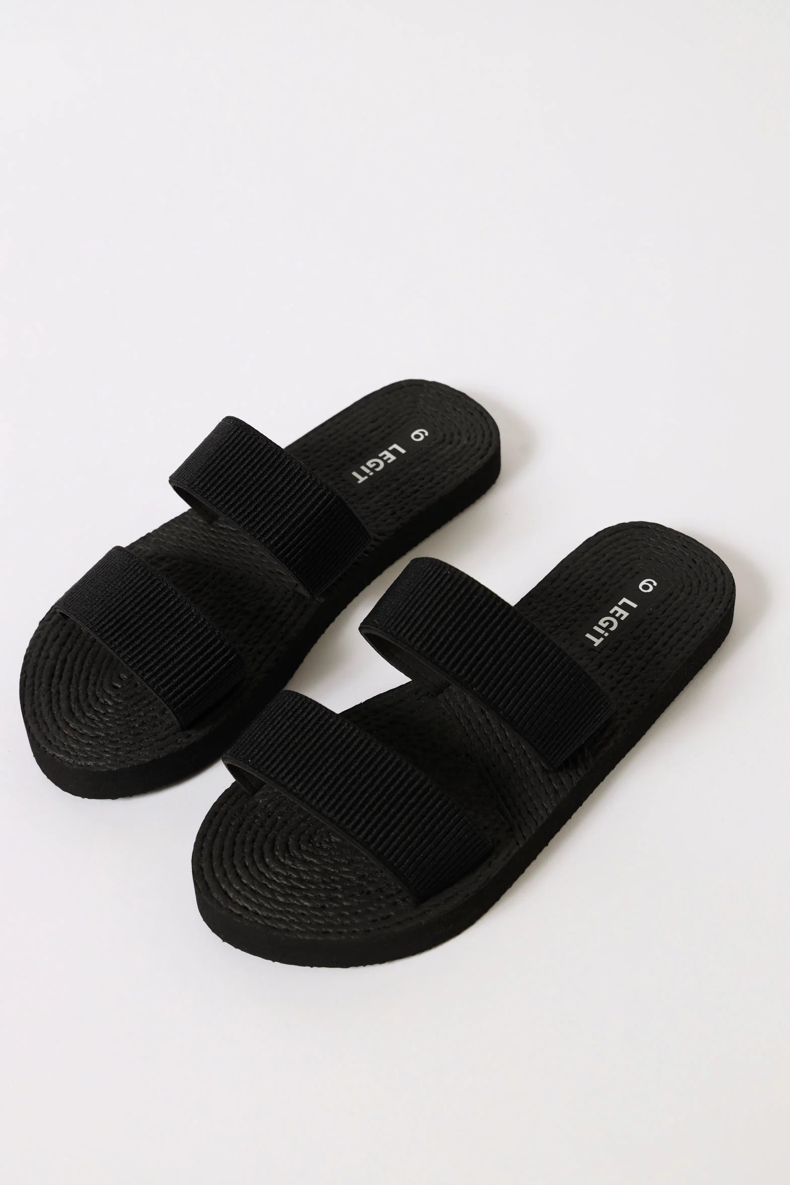 Double Strap Rope Knit Sandal - Black - Image 2