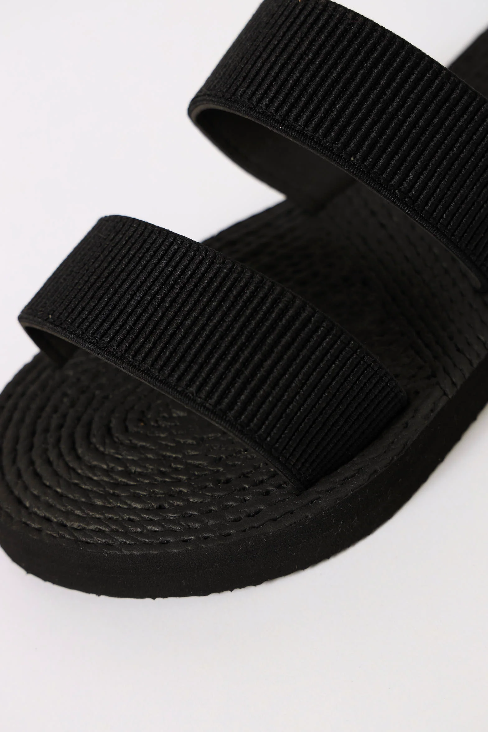 Double Strap Rope Knit Sandal - Black - Image 3