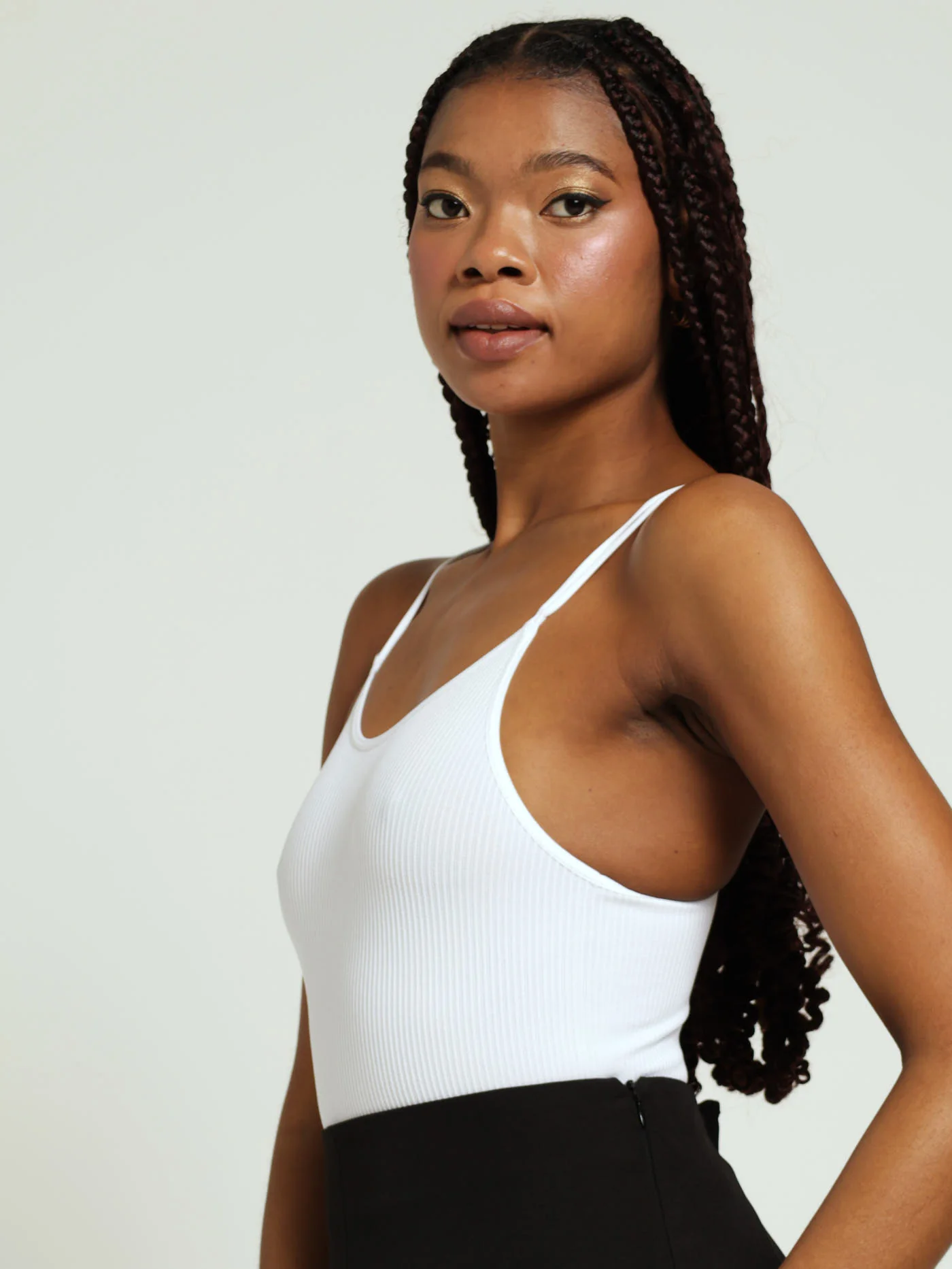 Double Strap Seamless Bodysuit - White - Image 3