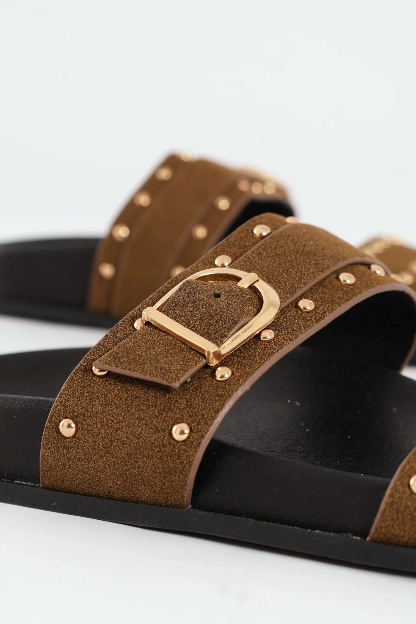 Double Studded Strap Moulded Mule Sandal - Fatigue - Image 2
