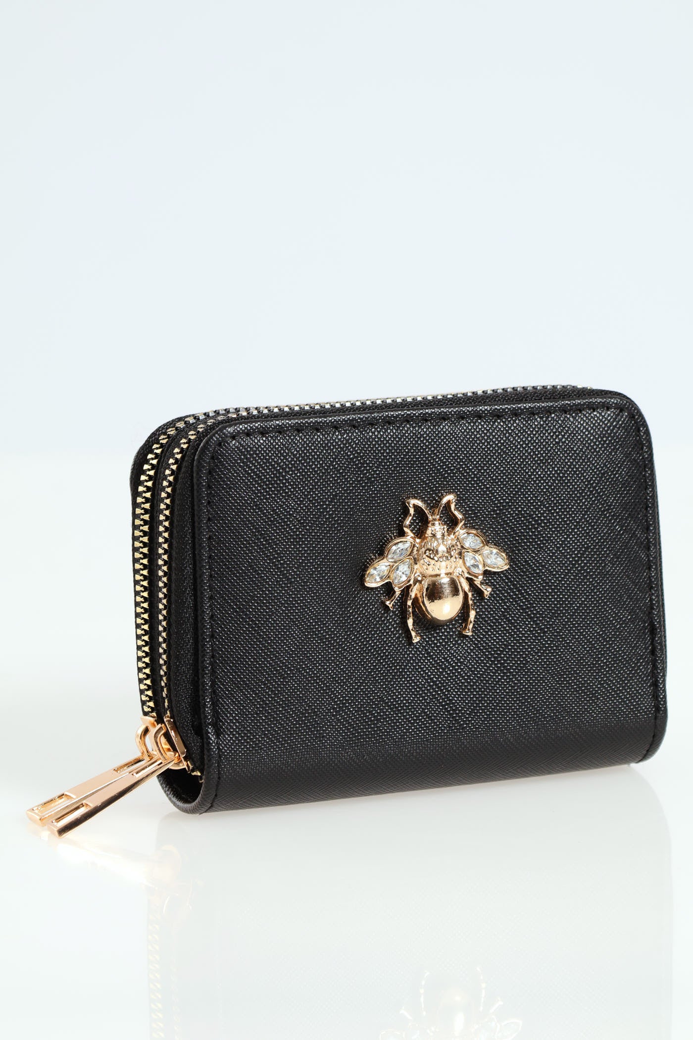 Double Zip Bee Trim Wallet - Black - Image 2