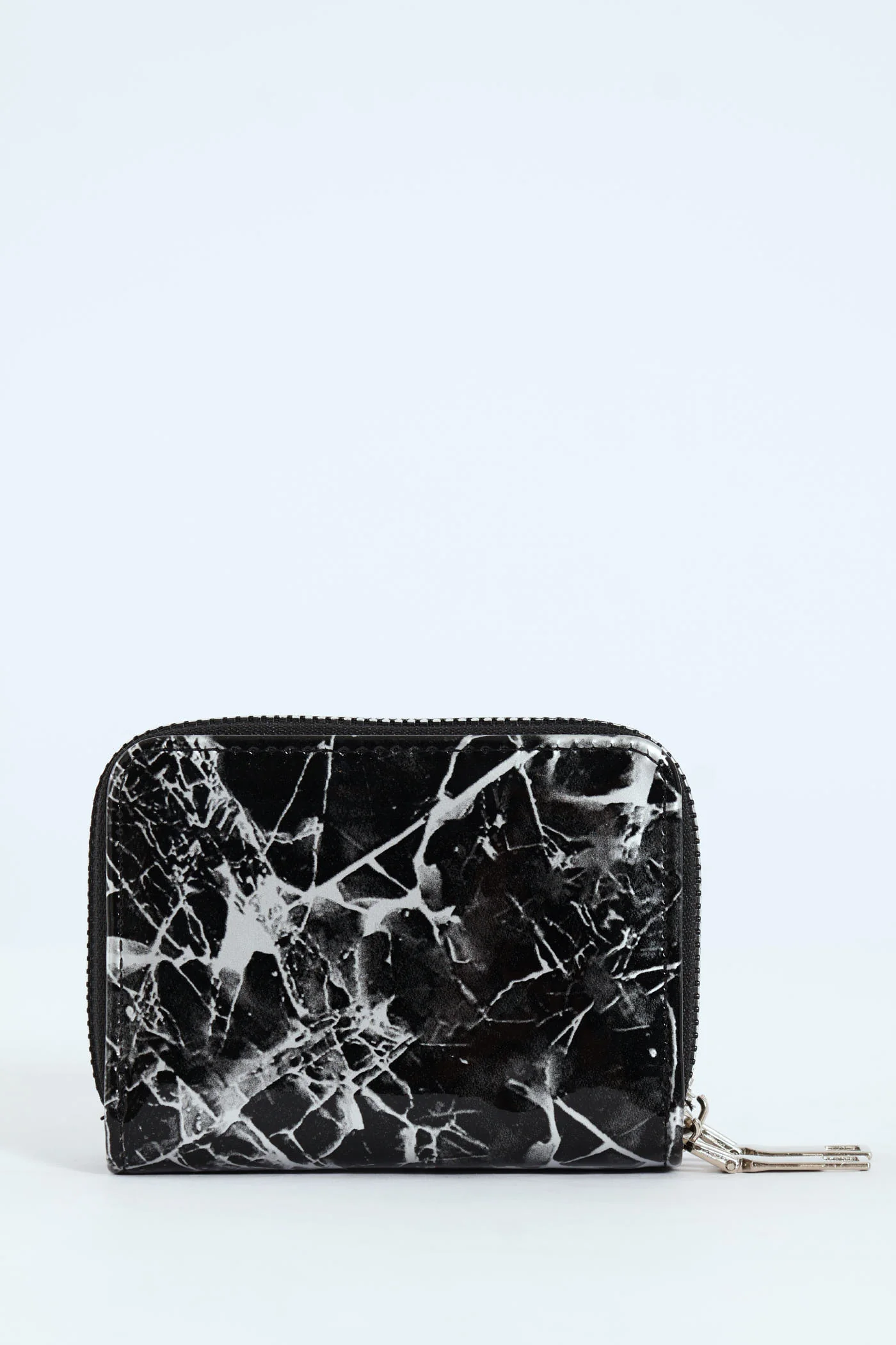 Double Zip Marble Wallet - Black