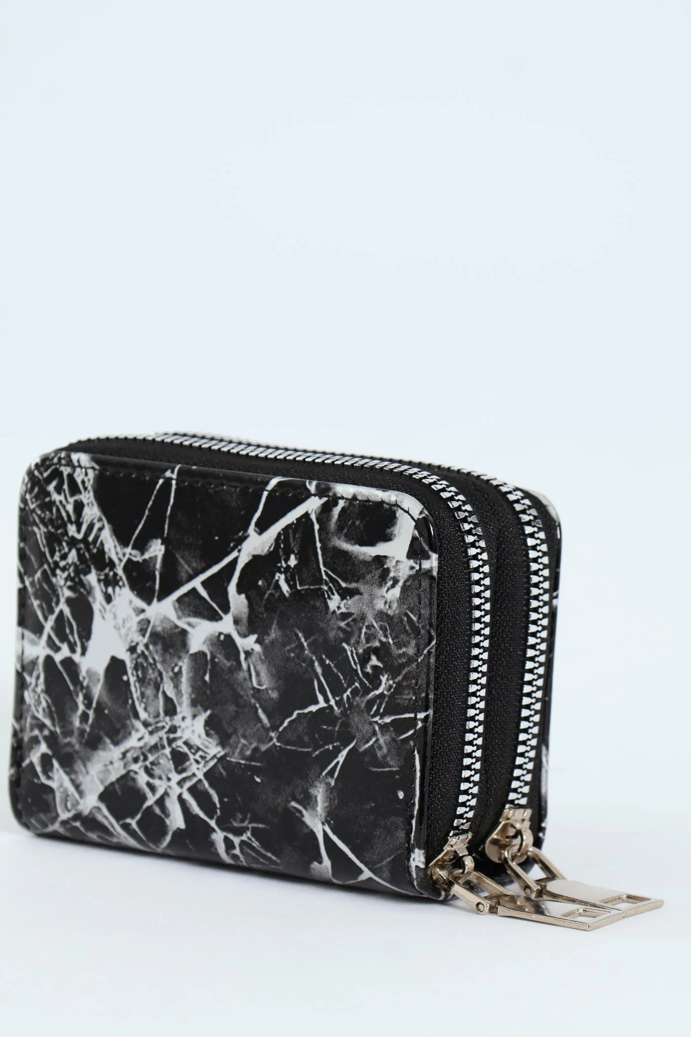 Double Zip Marble Wallet - Black - Image 3
