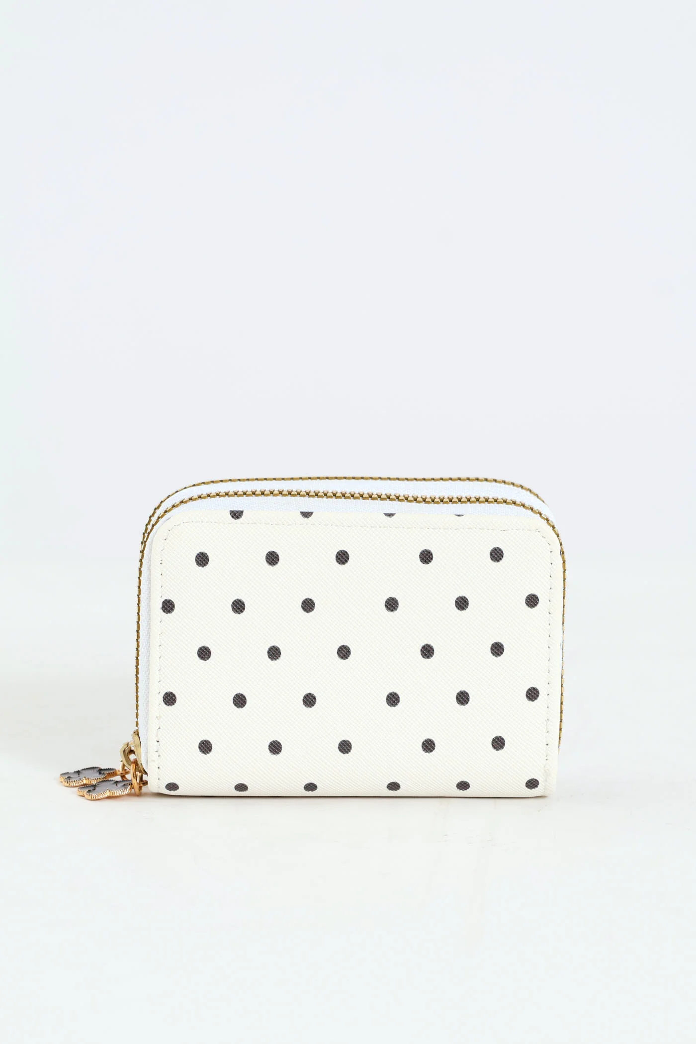 Double Zip Polka Dot Wallet - Cream/Black