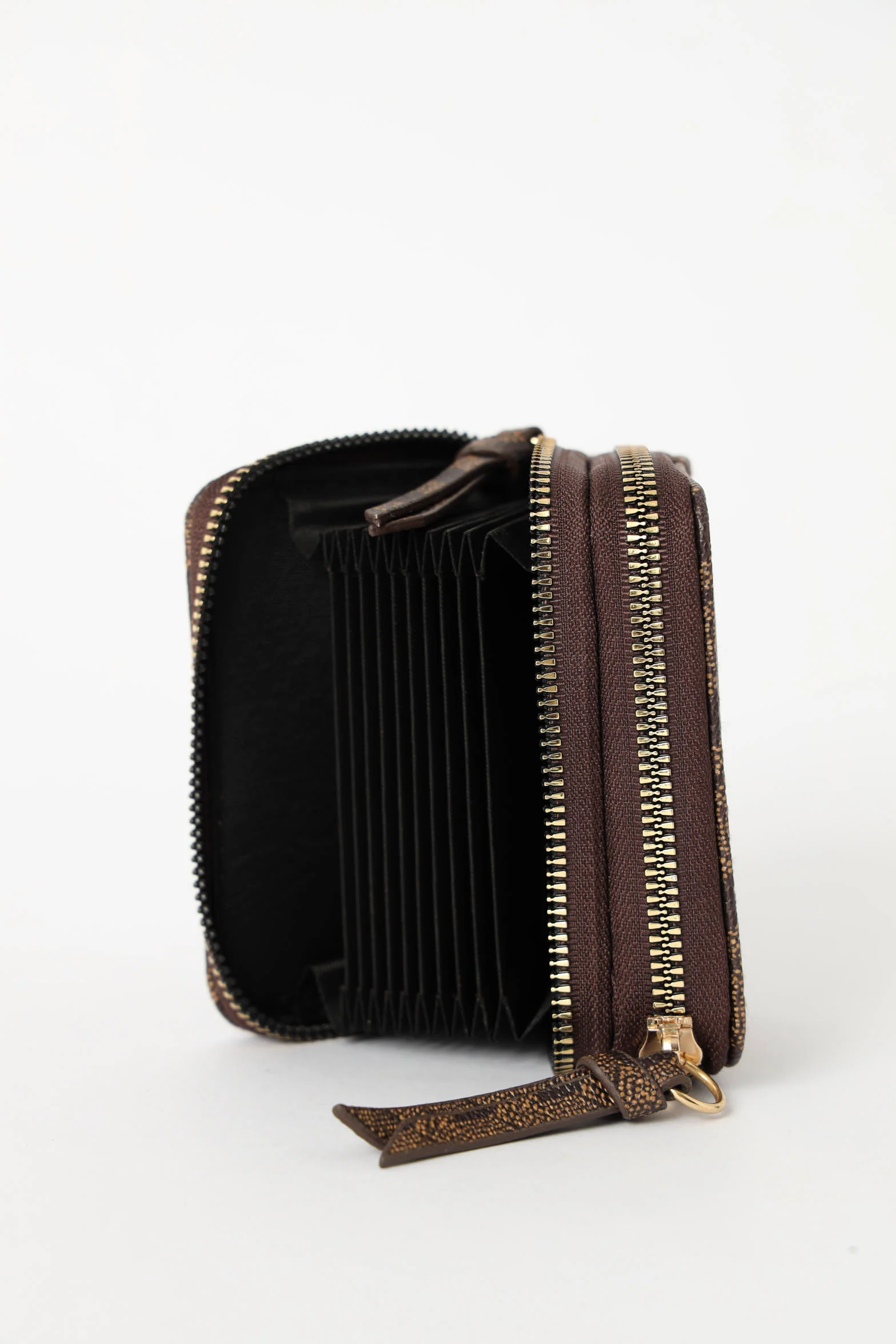 Double Zip Puller Monogram Wallet - Brown - Image 3