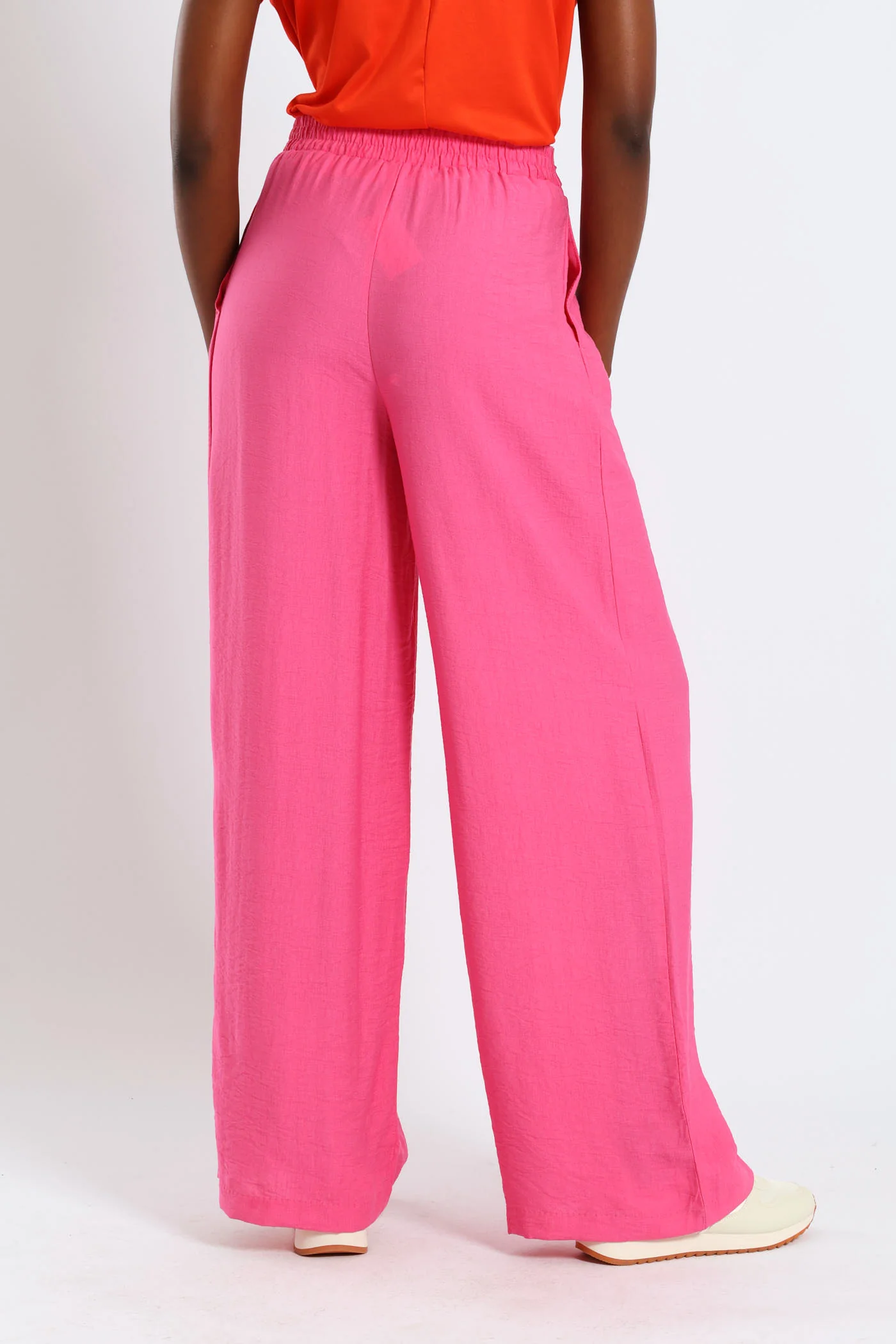 Drapey Tie Waist Wideleg Pants - Pink - Image 5
