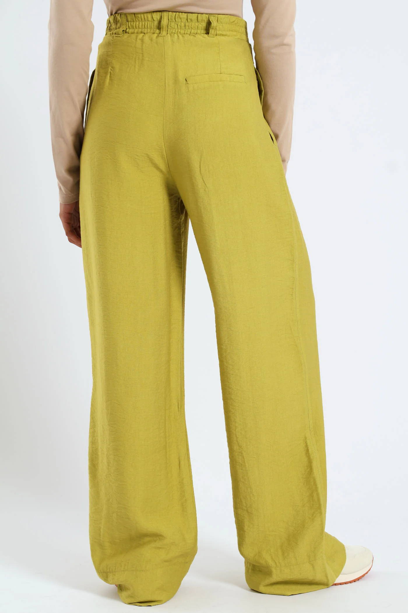 Drapey Woven Wideleg Pants - Chartreuse - Image 4