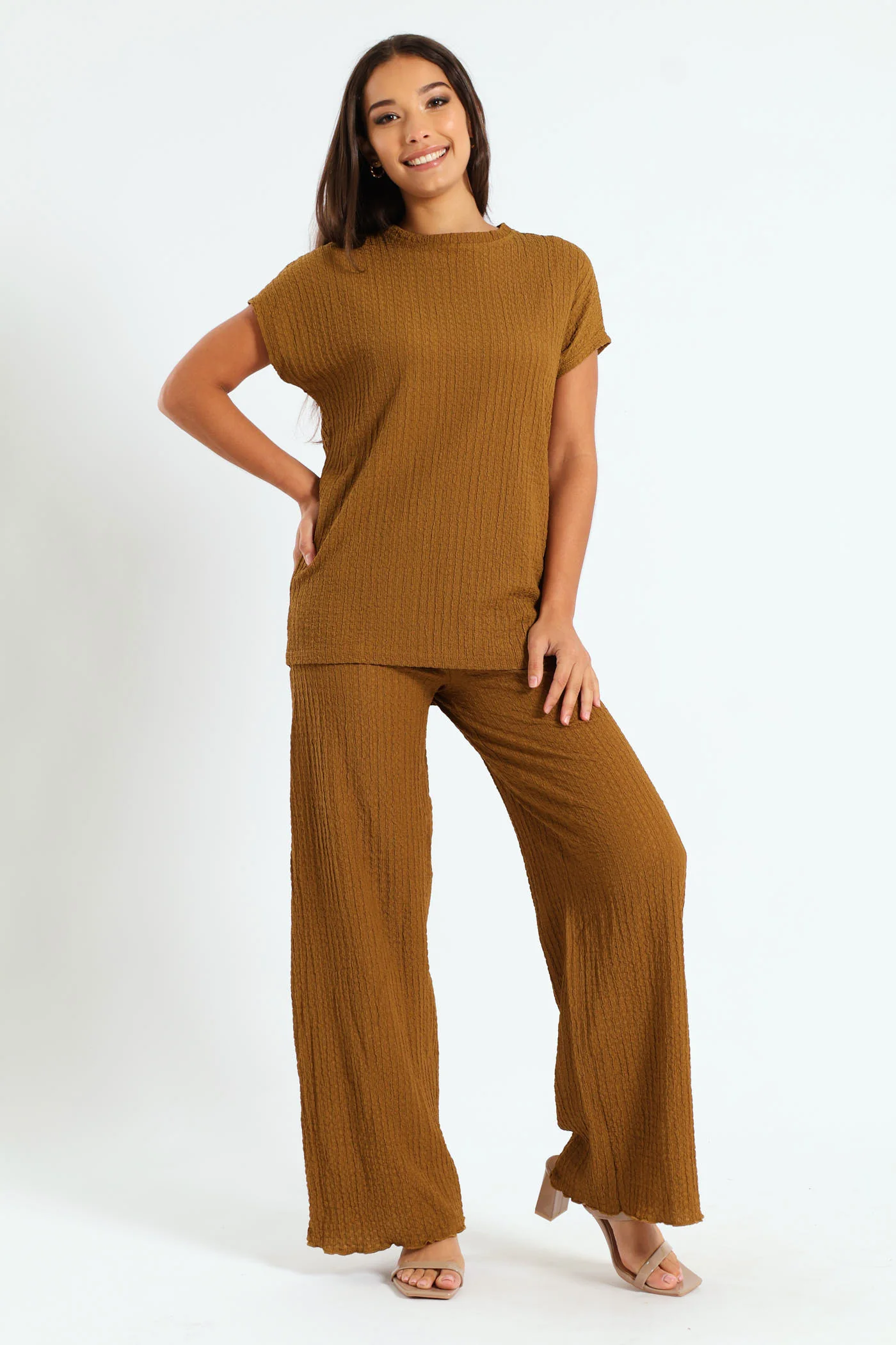 Easy Wear Textured Tee - Caramel