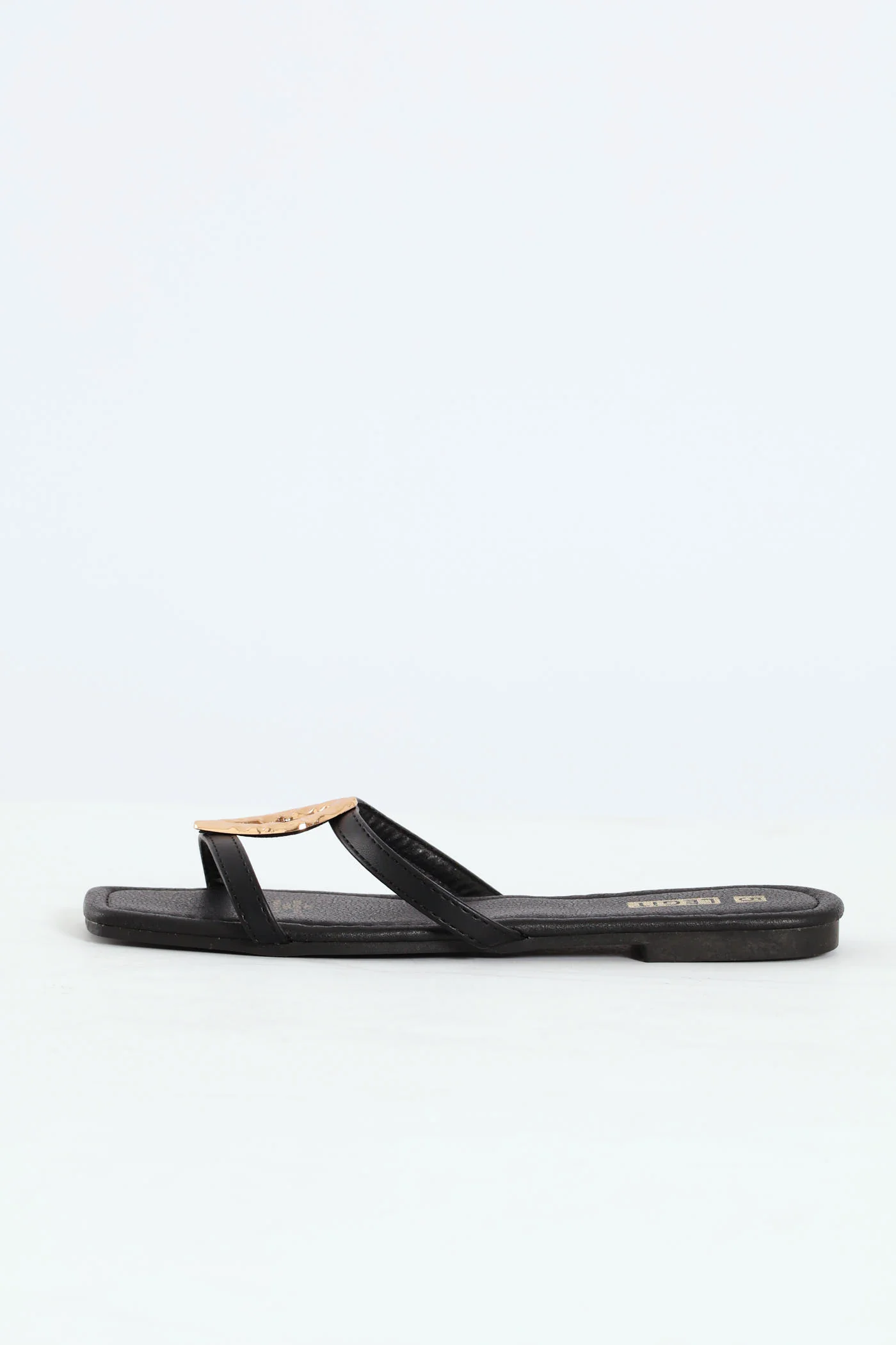 Elaborate Trim Double-Strap Flat Sandal - Black - Image 4