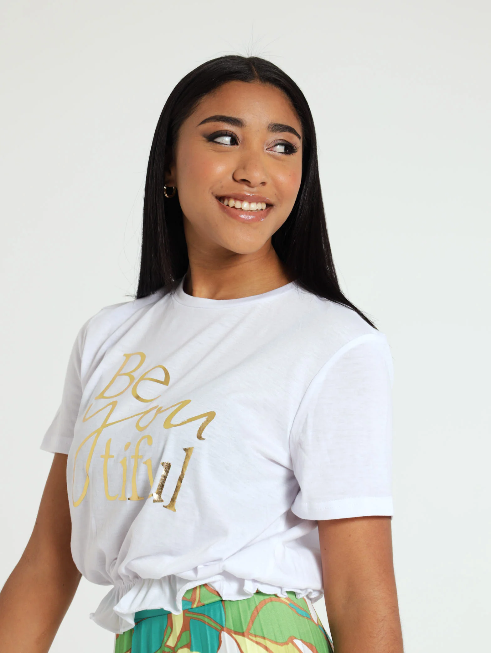 Elastic Waist Slogan Top - Image 2