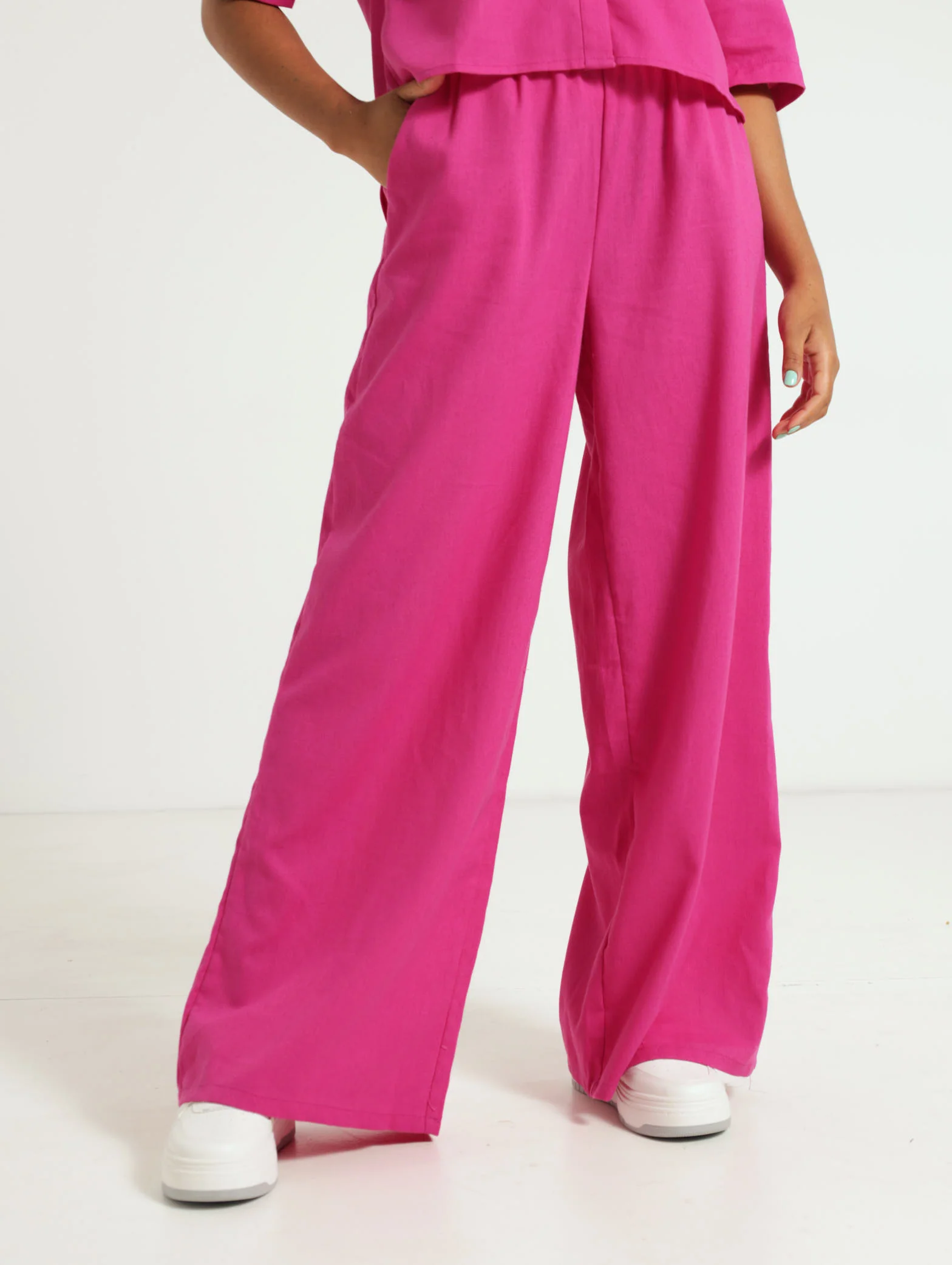 Elasticated Linen Wideleg Pants
