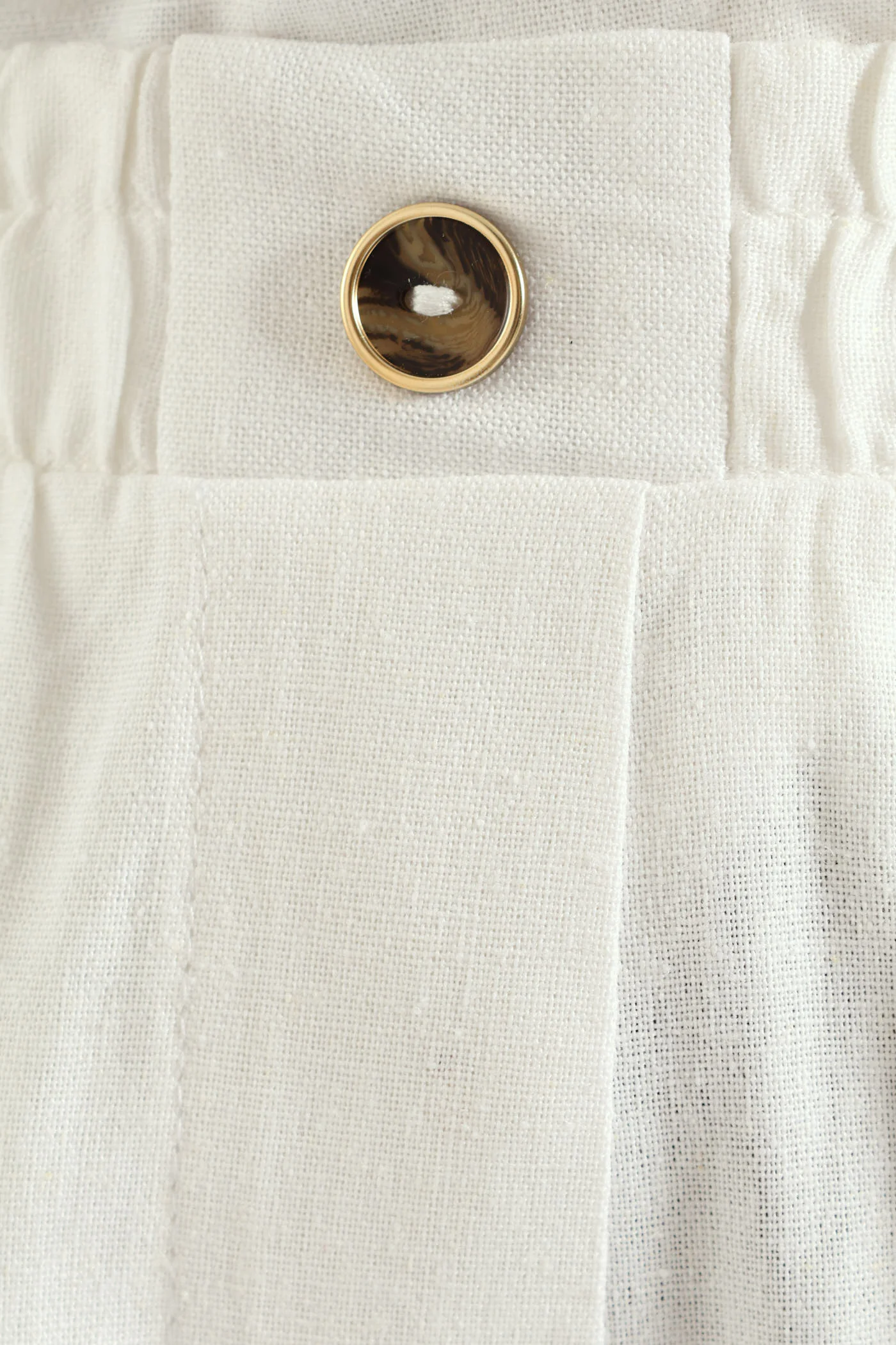 Elasticated Long Length Linen Look Shorts - White - Image 4