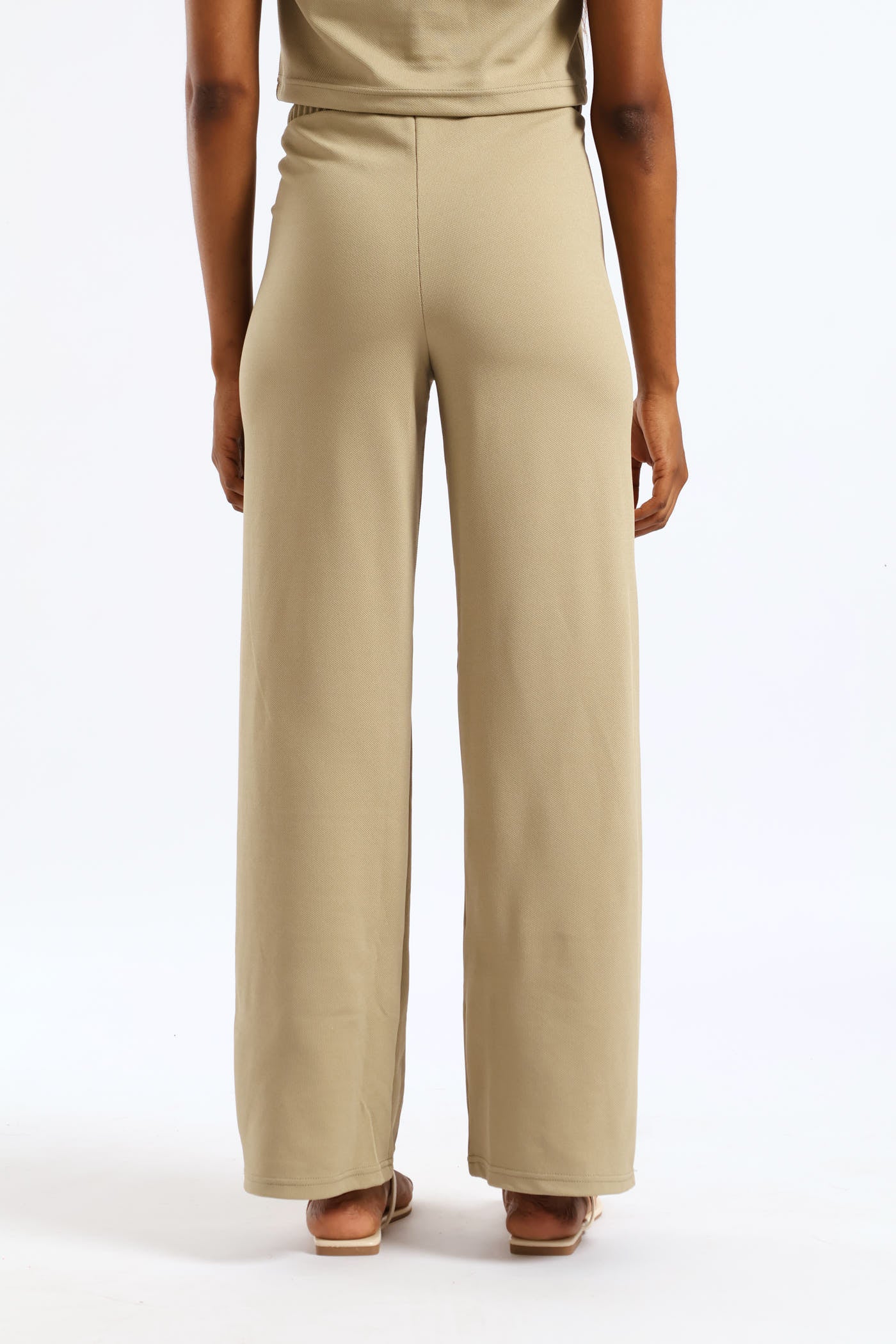 Elasticated Waist Relaxed Textured Knit Pants - Sage - Image 5