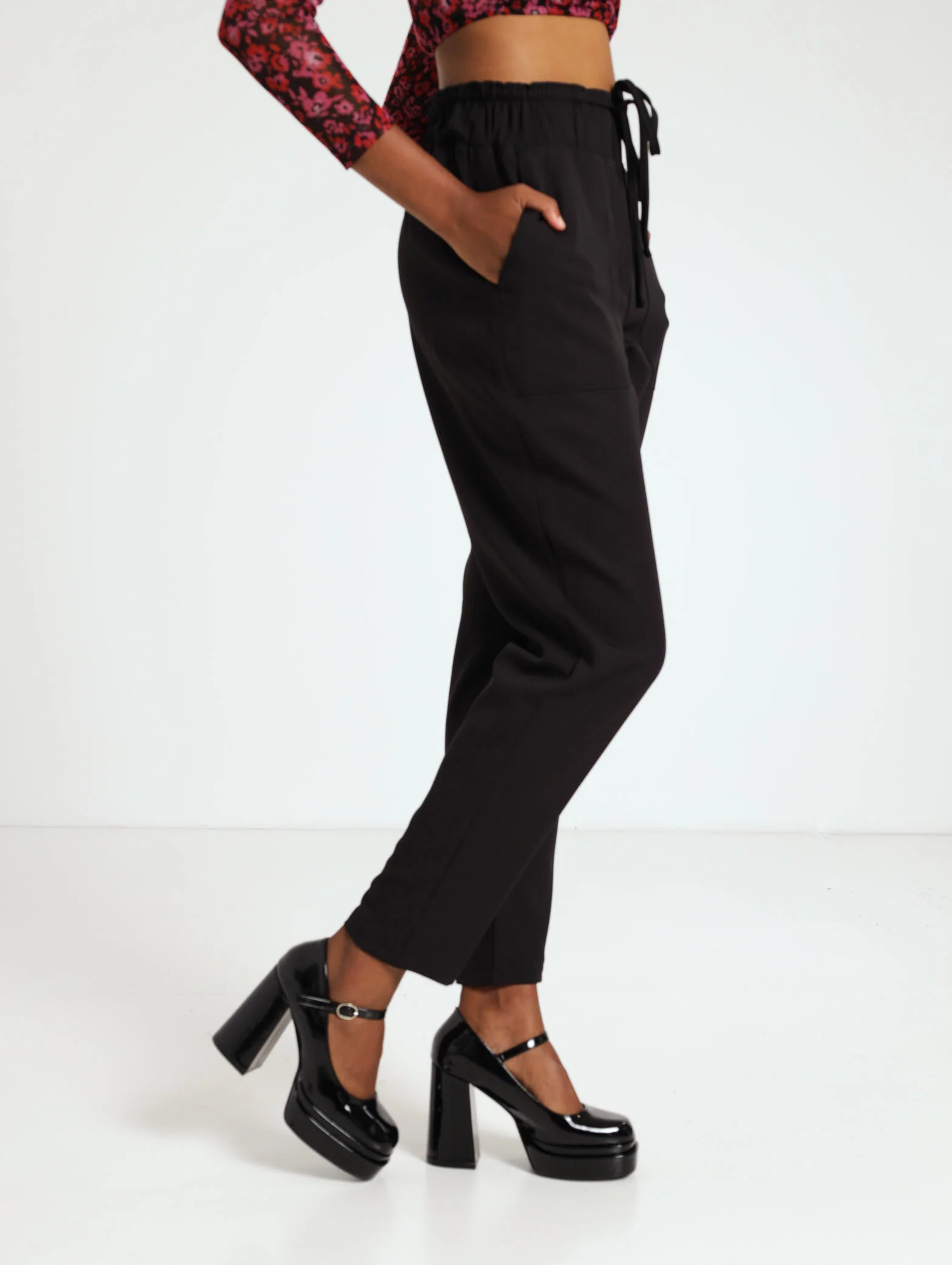 Elasticated Waist Tie Stright Leg Pants - Image 2