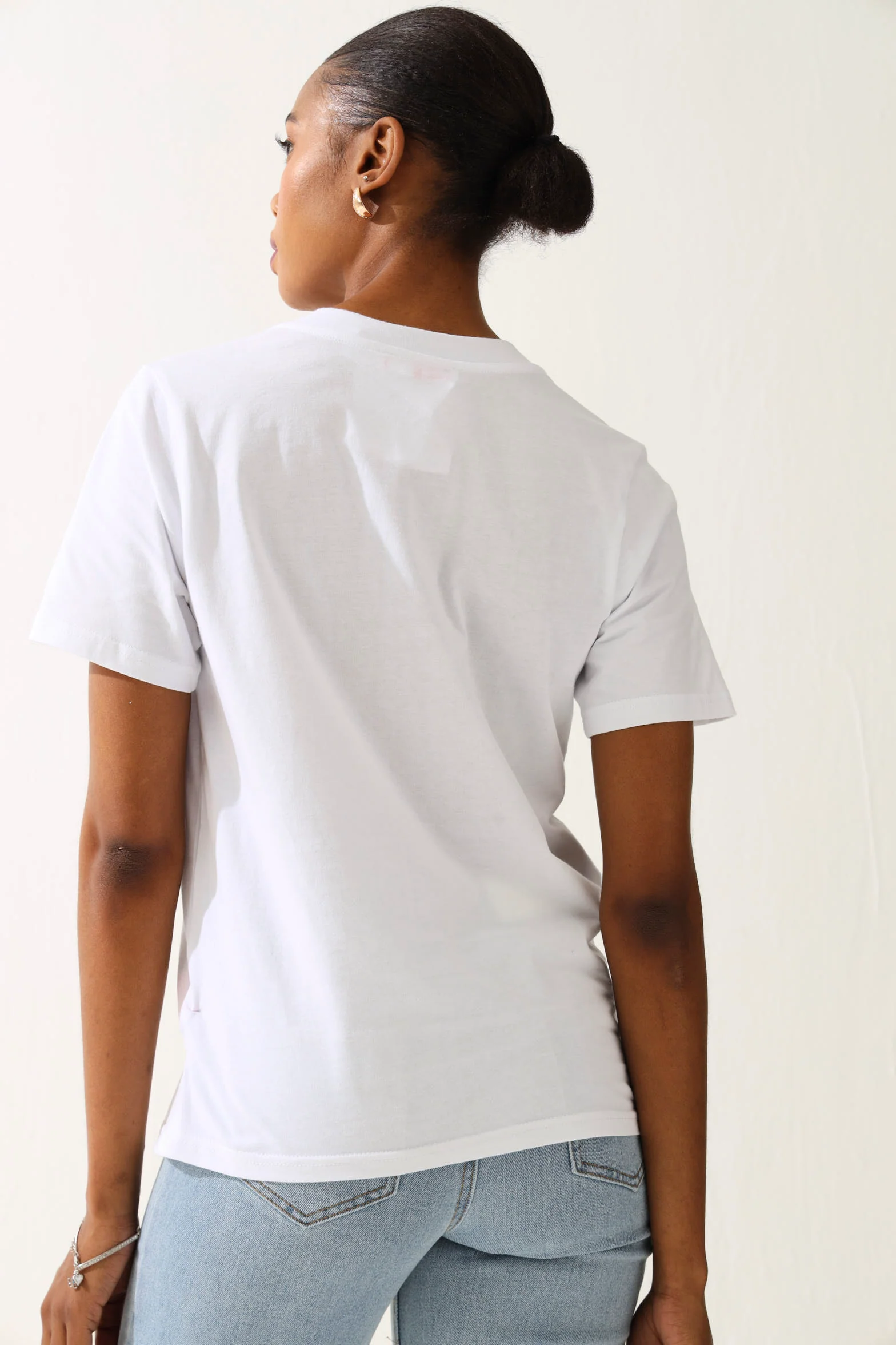 Embellished Lady Screen Tee - White - Image 4