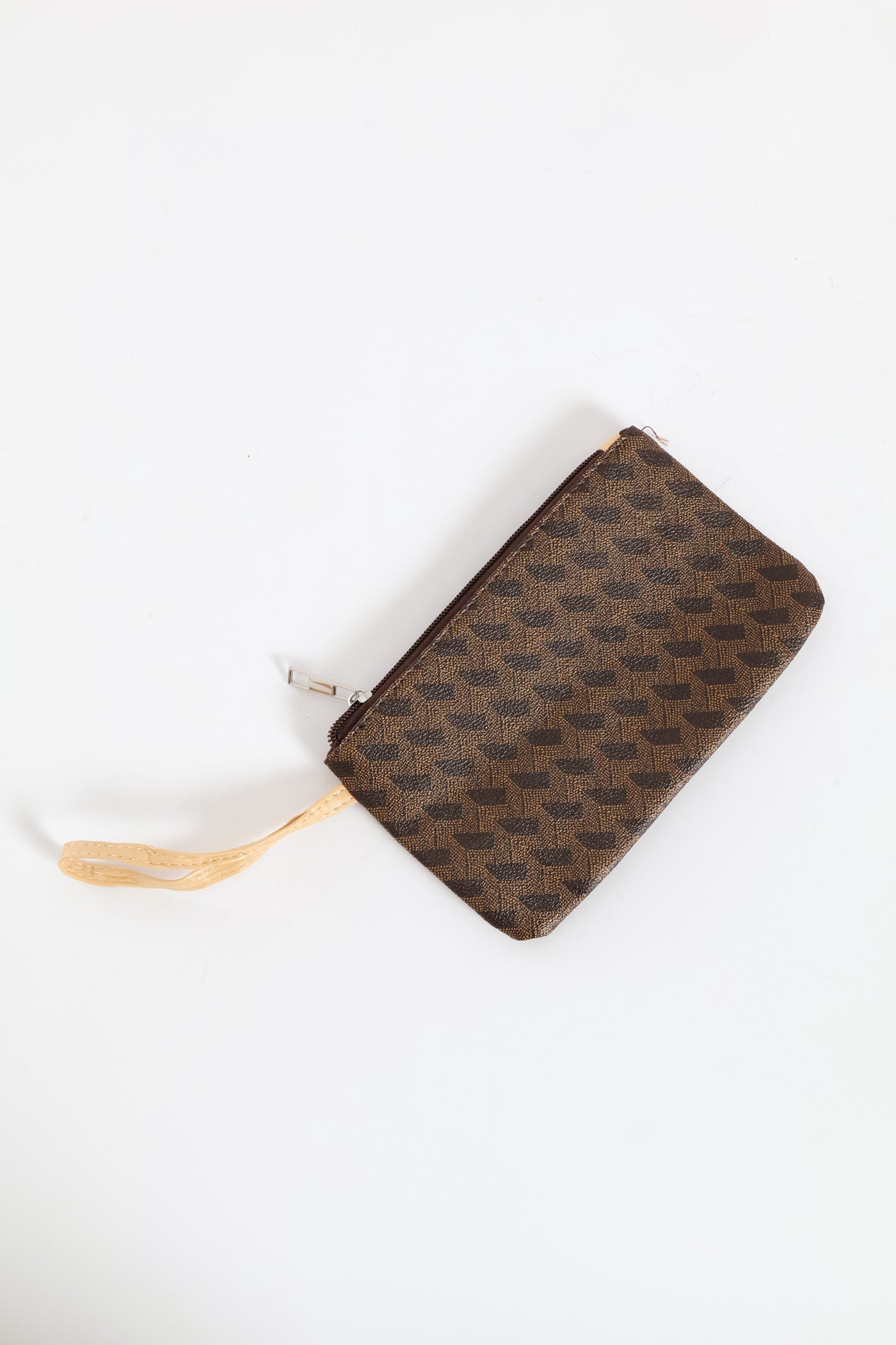 Embossed Additional Pouch Shopper Bag - Brown - Image 3