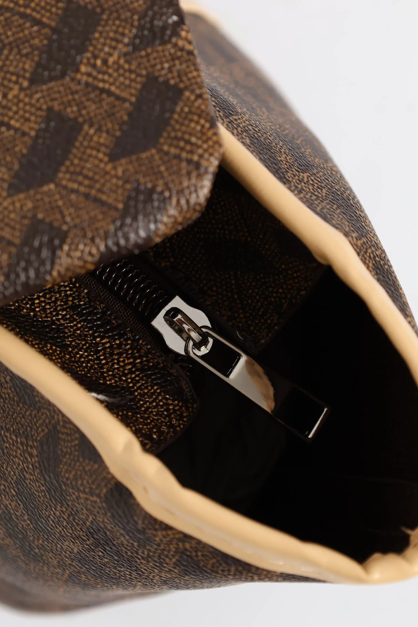 Embossed Additional Pouch Shopper Bag - Brown - Image 5