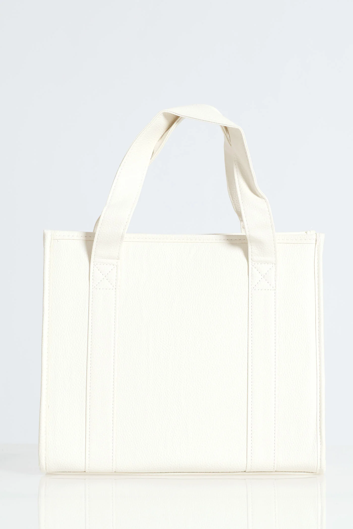 Embossed Everyday Tote Bag With Canvas Strap - Off White