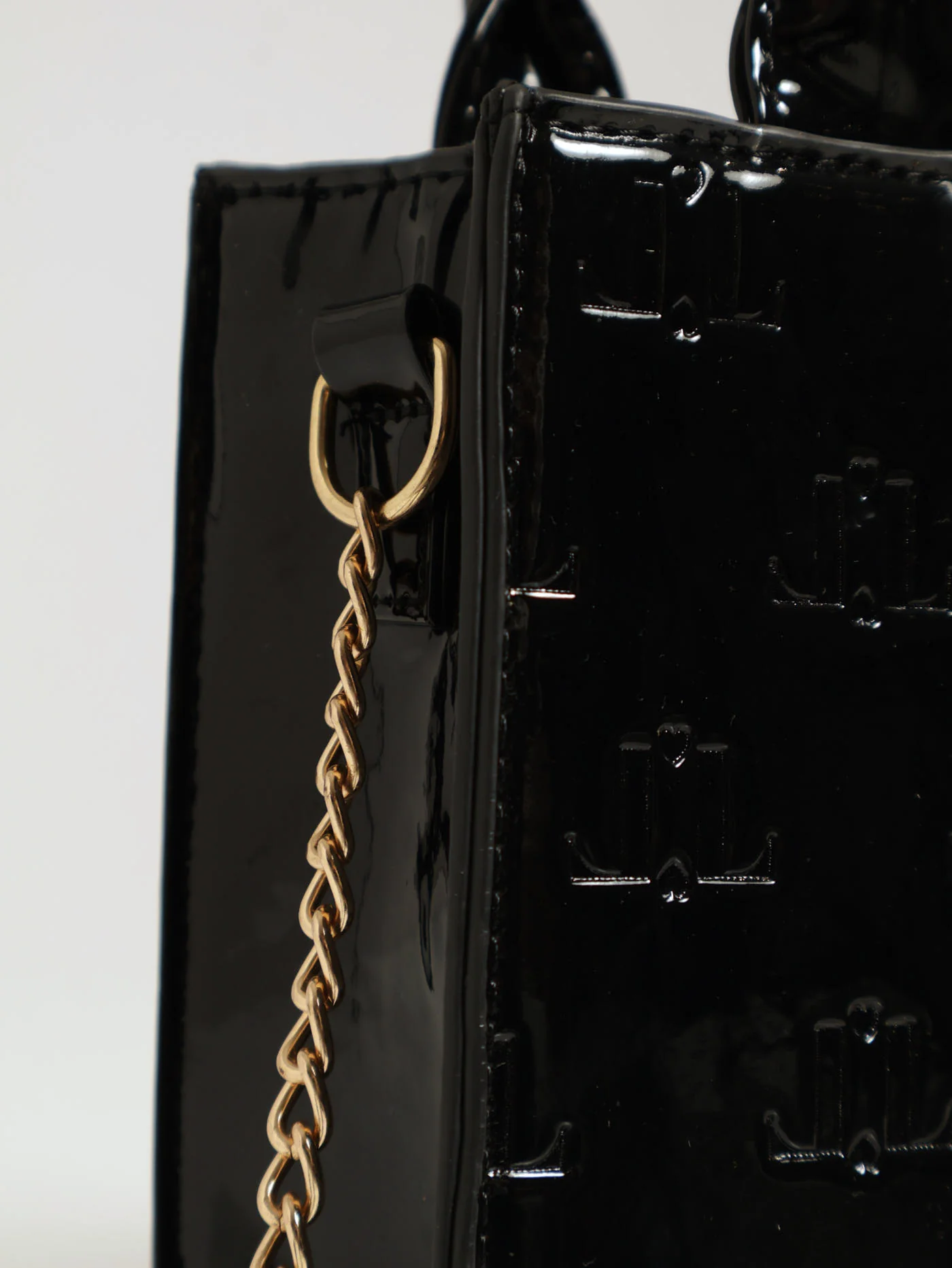 Embossed Monogram Chain Tote Bag - Black - Image 4