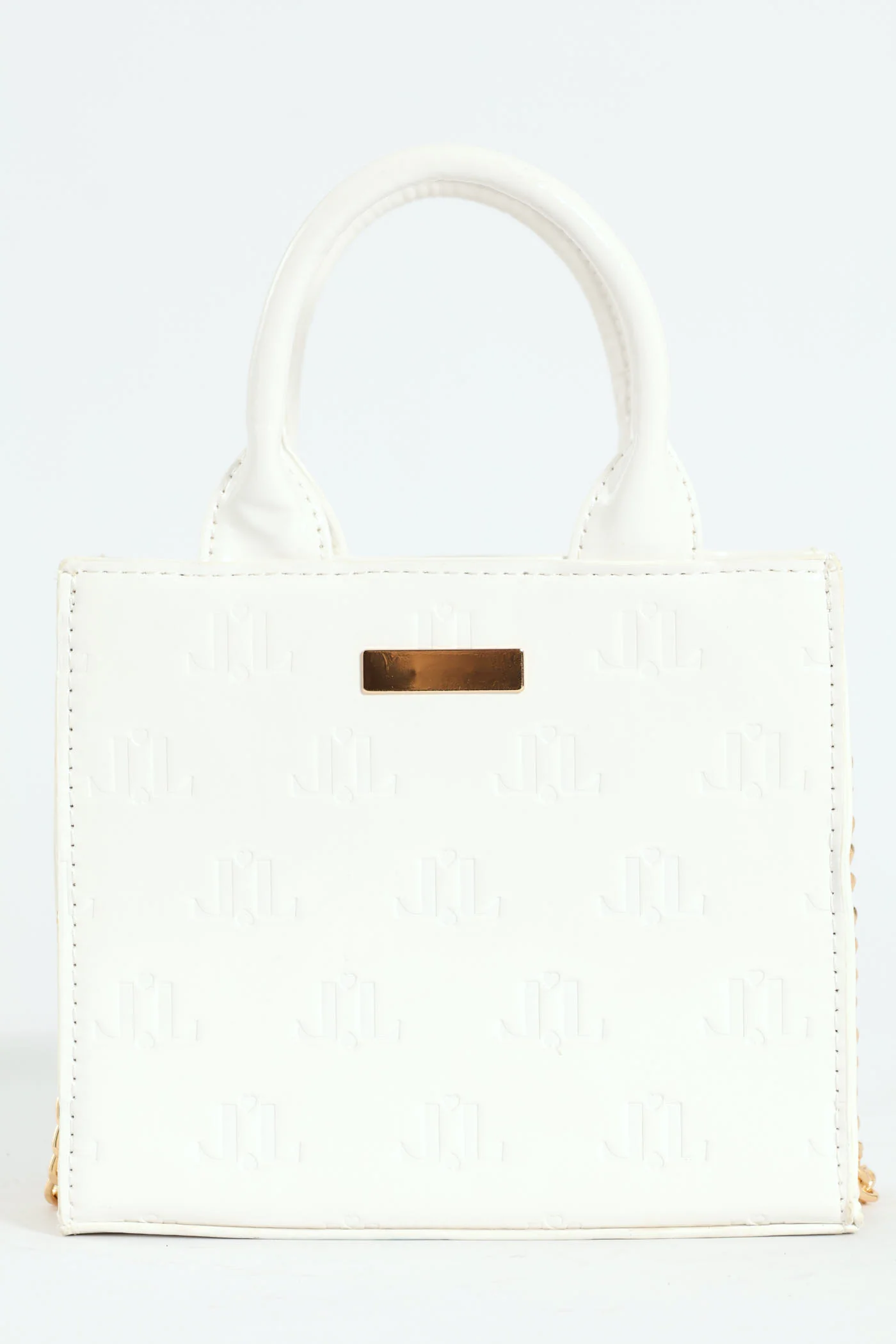 Embossed Monogram Chain Tote Bag - White - Image 3
