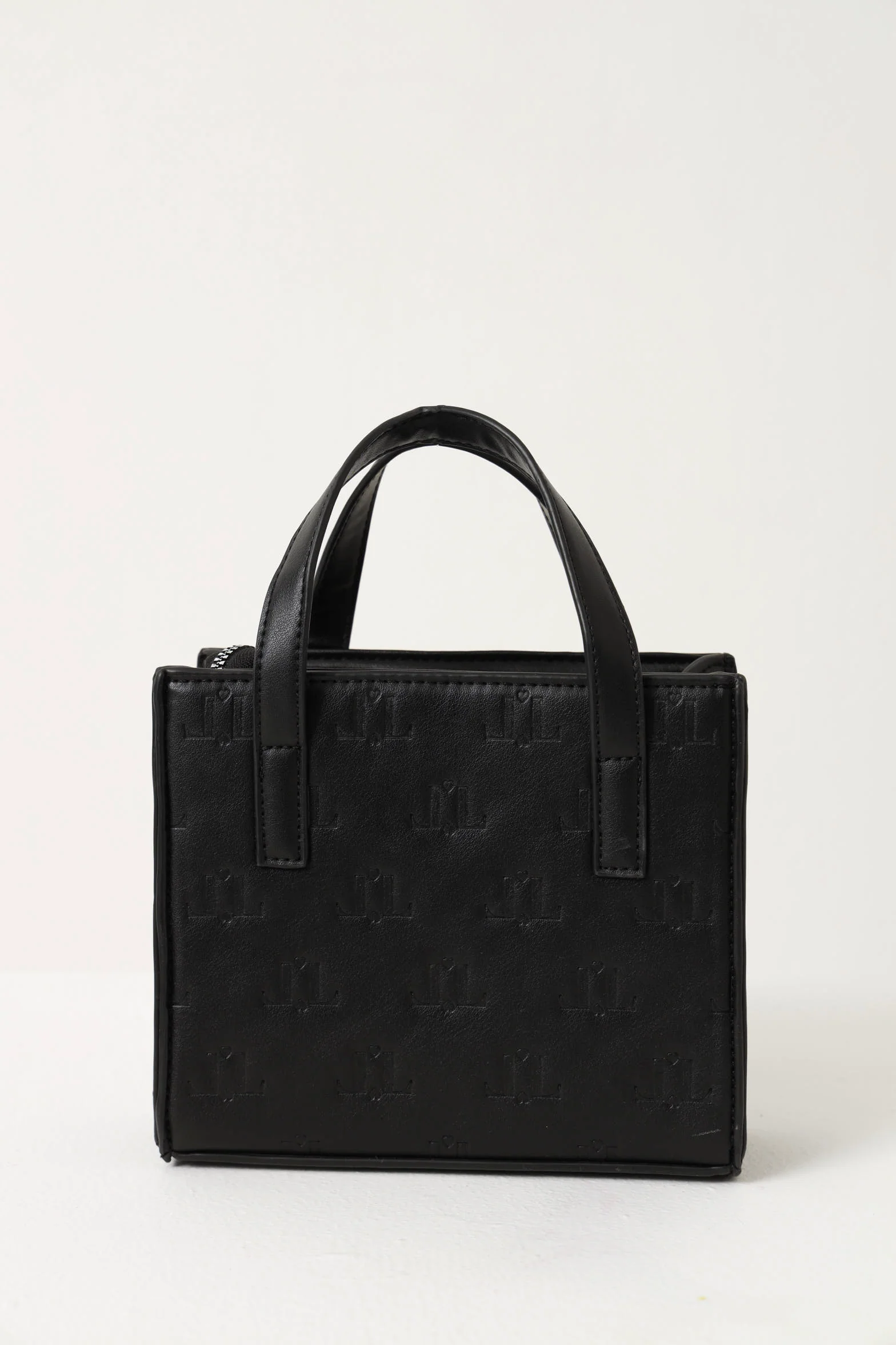 Embossed Monogram Charm Tote Bag - Black - Image 3